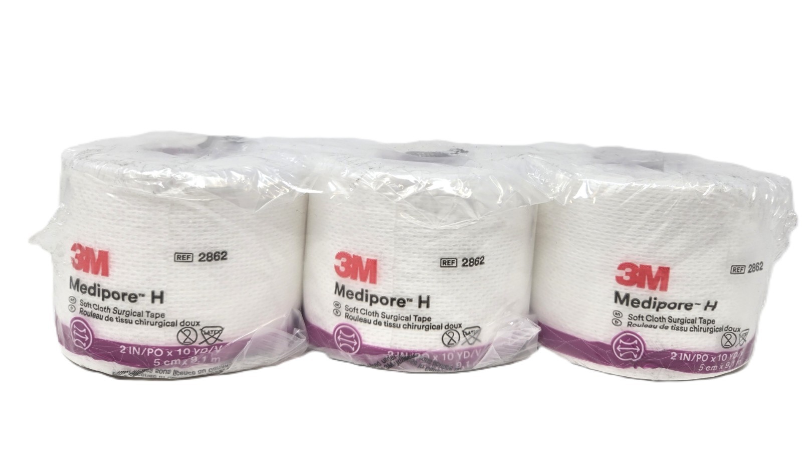 3M Medipore-H #2862 Breathable Soft Cloth Surgical Tape Rolls – Pack of 3