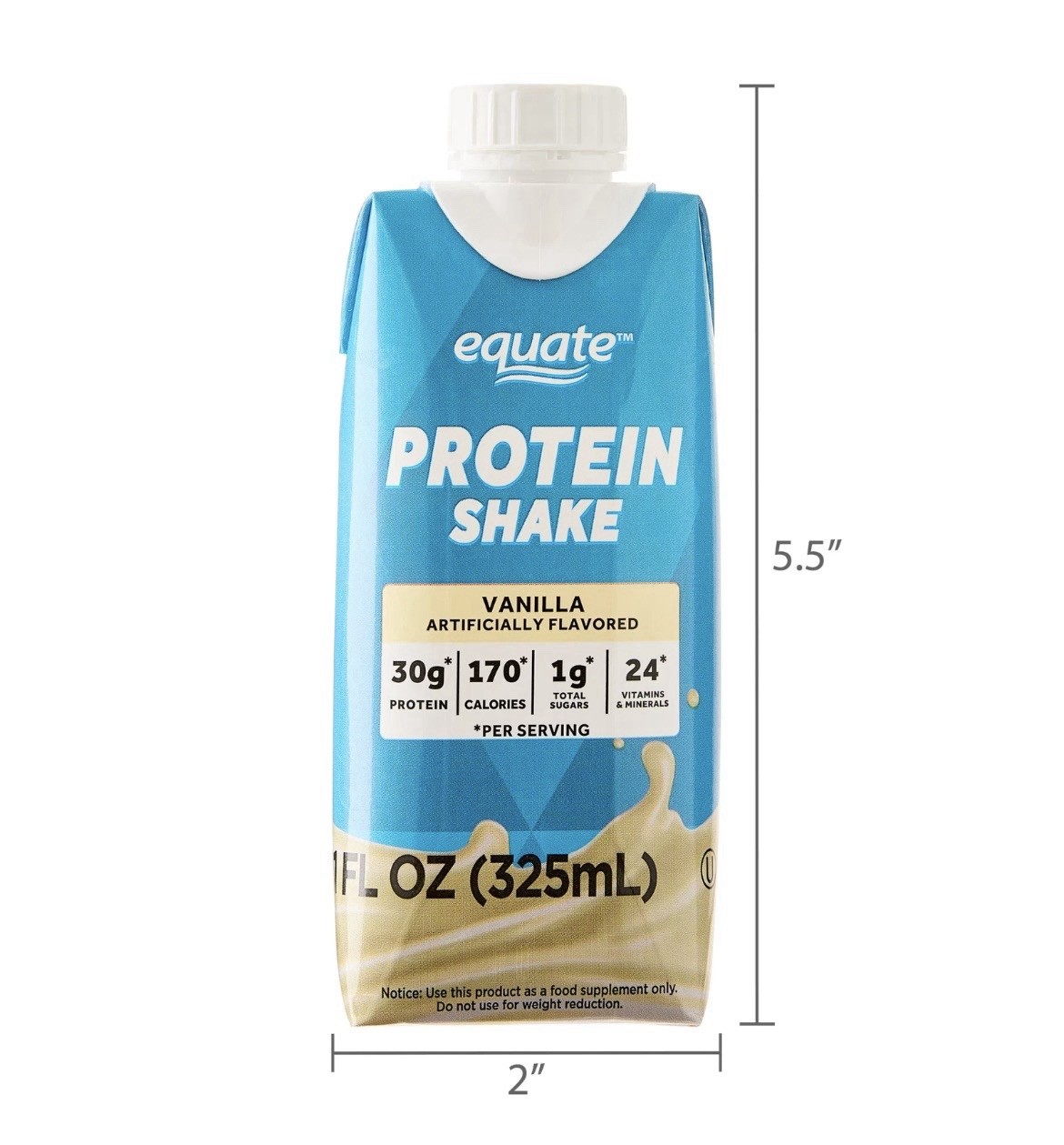 Equate High Performance Protein Shake, Vanilla, 30g Protein, 11 fl oz, 4 Count