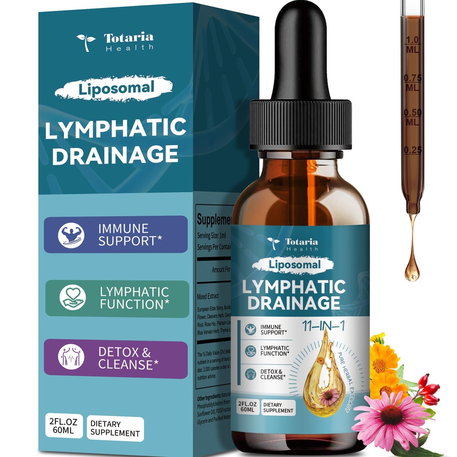 Liposomal Lymphatic Drainage Drops – 11 In 1 Organic Lymphatic Drainage Suppl…