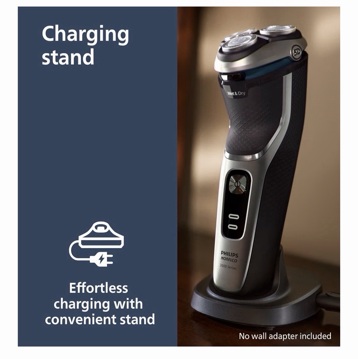Philips Norelco Shaver 3900 Wet Dry Electric Razor S3341/92 Charging Stand