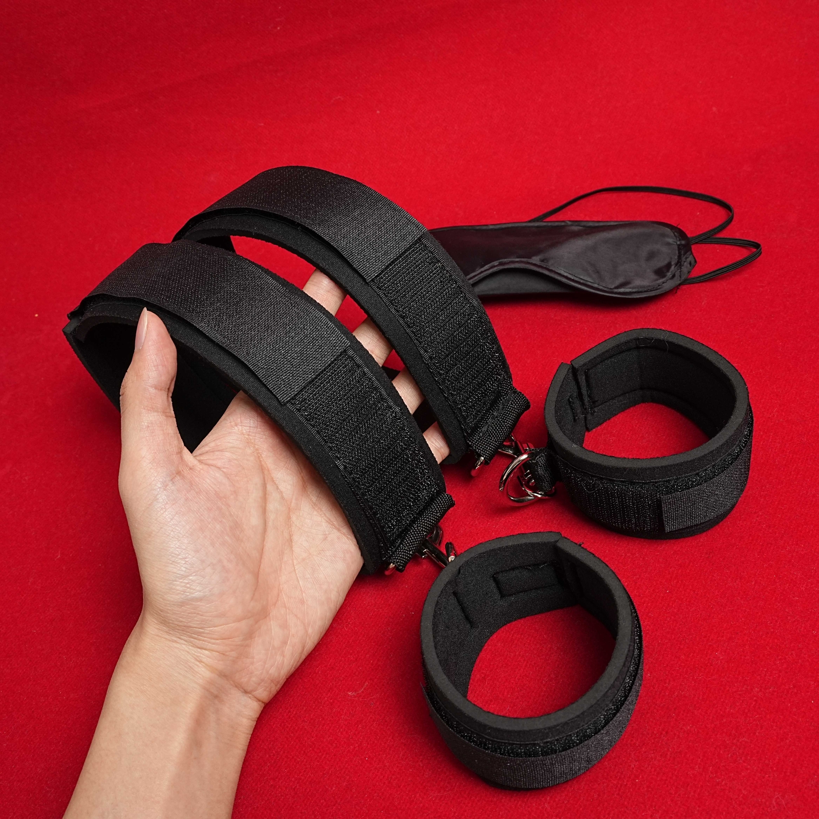 Bed Restraint Bondage Set Harness Handcuffs Ankle Wrist Cuffs Adult Couples BDSM