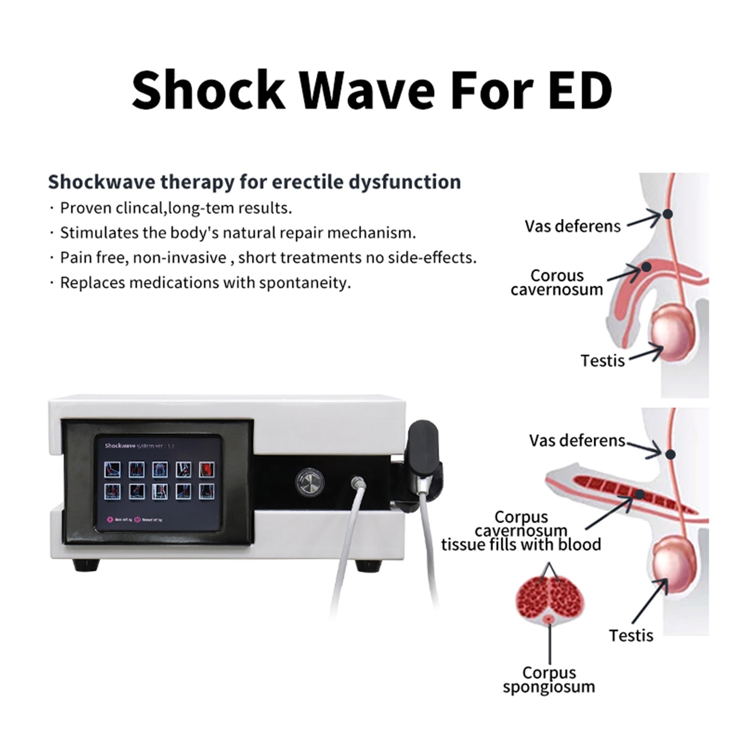 10 Bar ED Shockwave Therapy Machine Pneumatic Shock Wave Treatment Pain Relief
