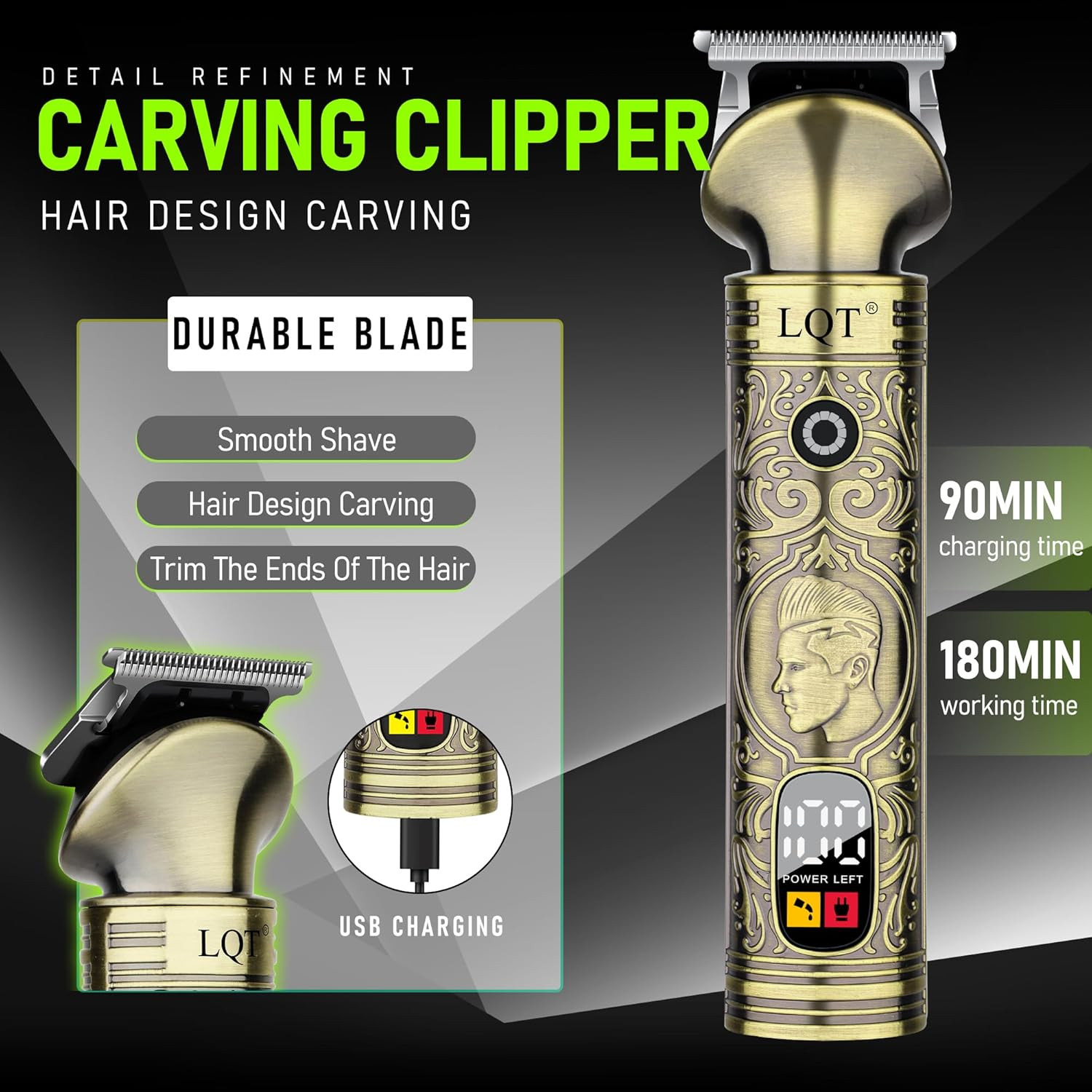 Professional Cordless Hair Clipper and Trimmer Set for Men, Multi-Functional Tri