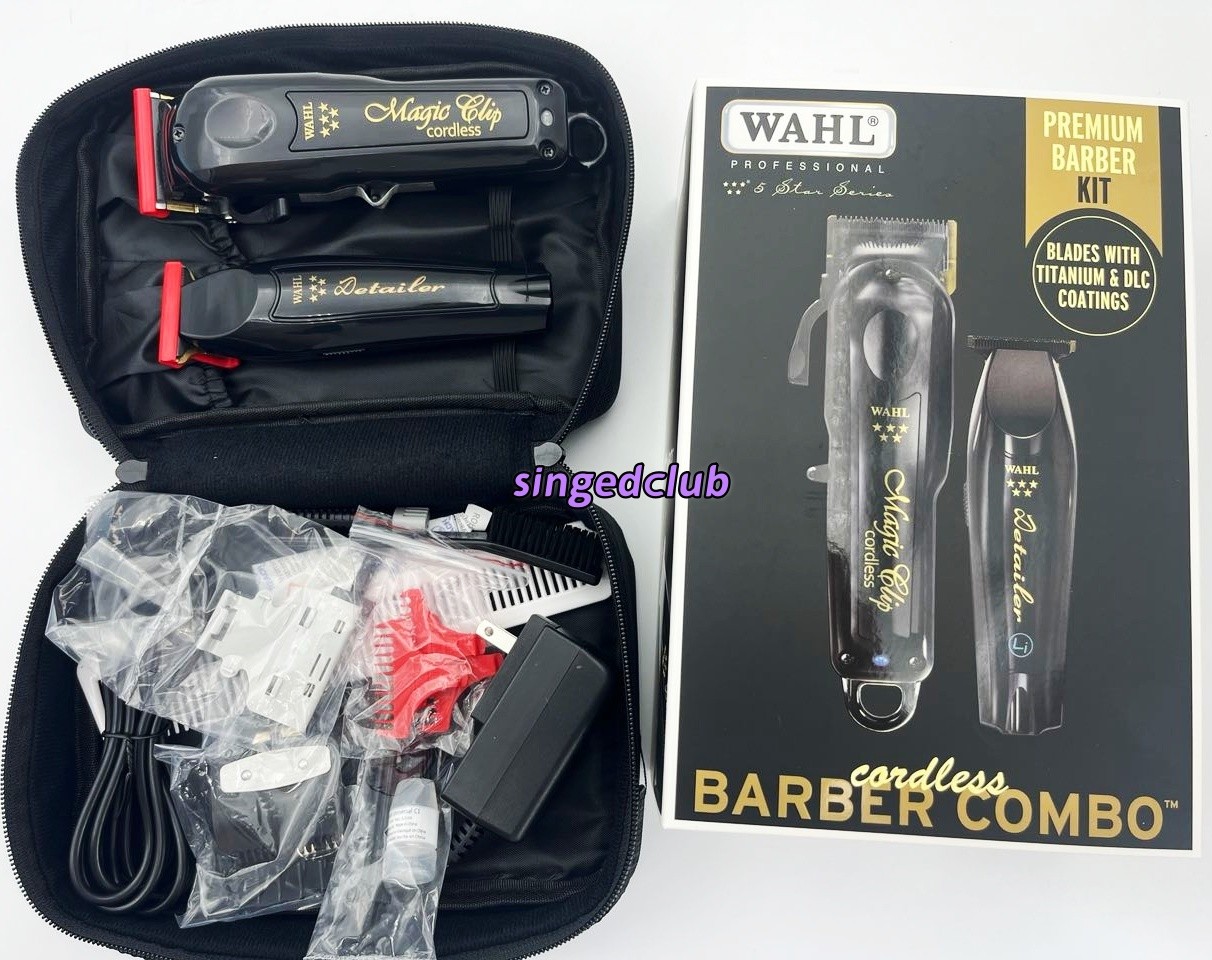 Wahl Cordless Barber Combo Black Magic Clip Clipper & Detailer Trimmer 3025397