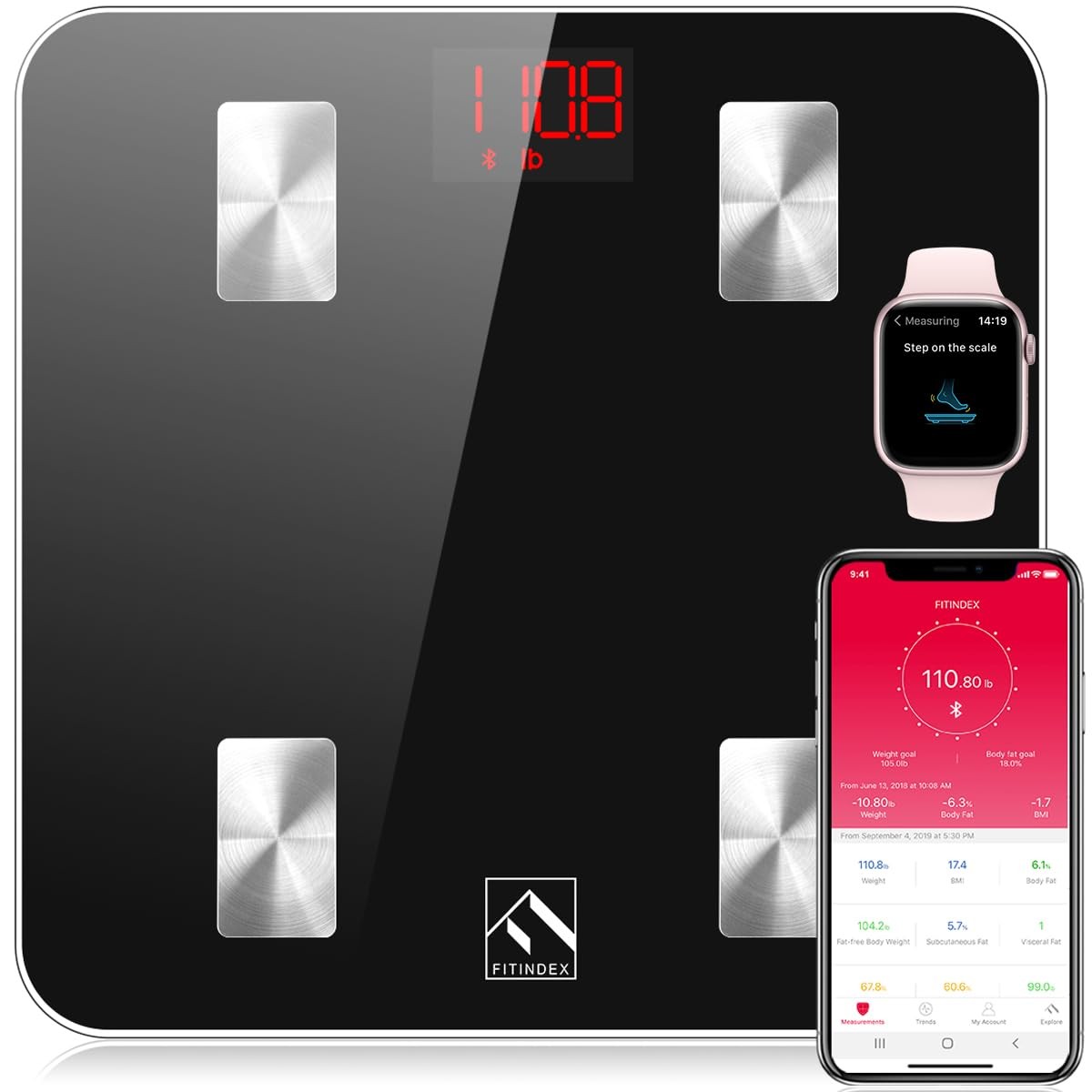 Digital Body Weight Bathroom Scale with Step-on Technology Battery Powered Gift