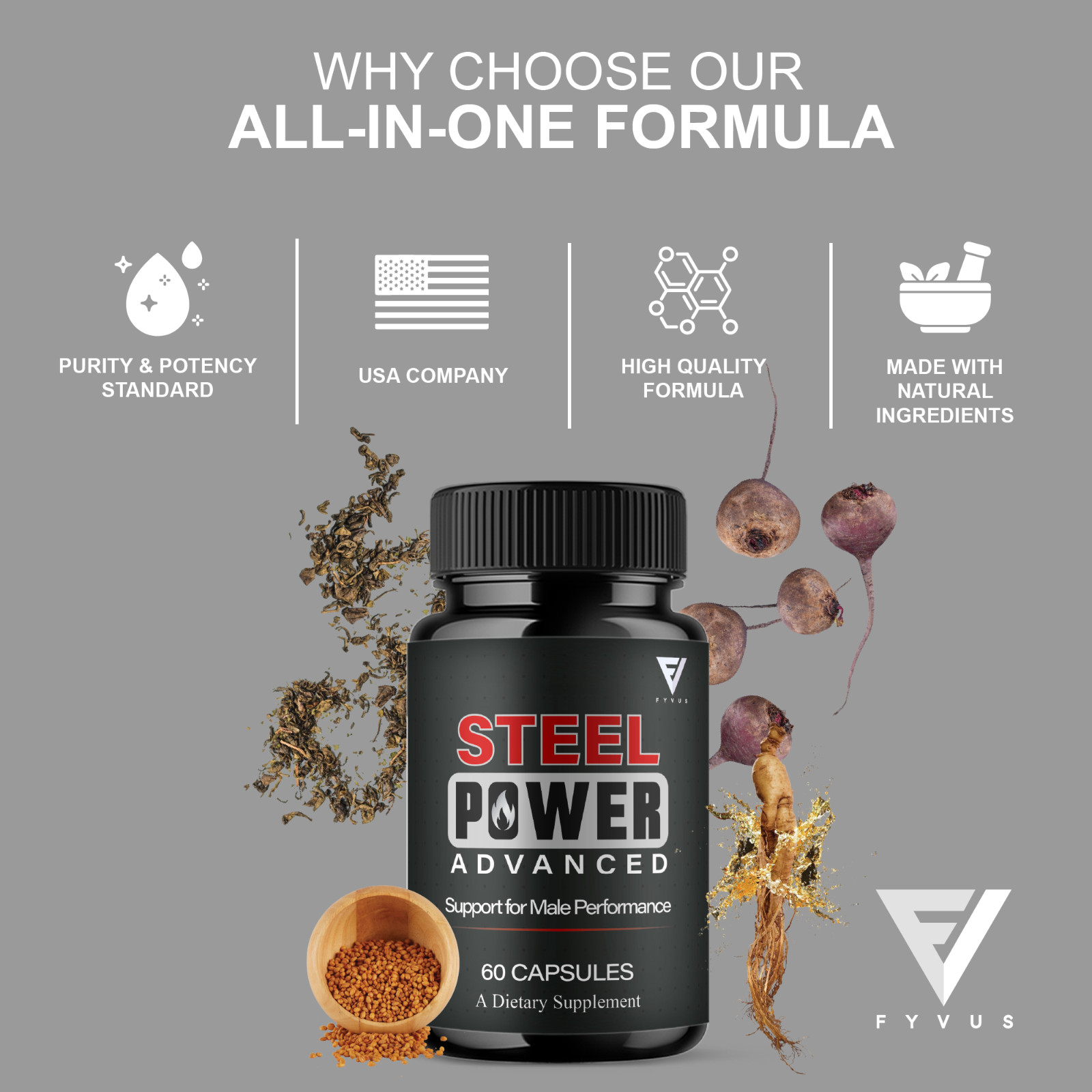 (2 Pack) Steel Power Advanced Performance Supplement, Steel Power (120 Capsules)