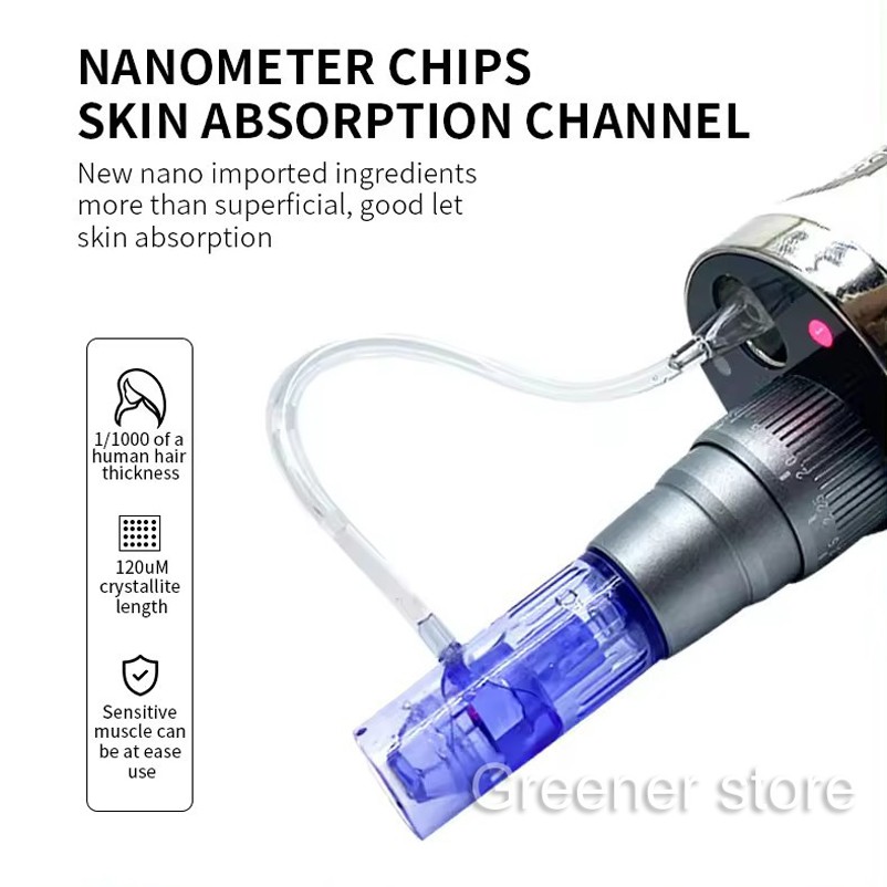 Micro Pen Mesotherapy & 10Pcs 12Pins Replacement Needle Cartridges Tip Face Care