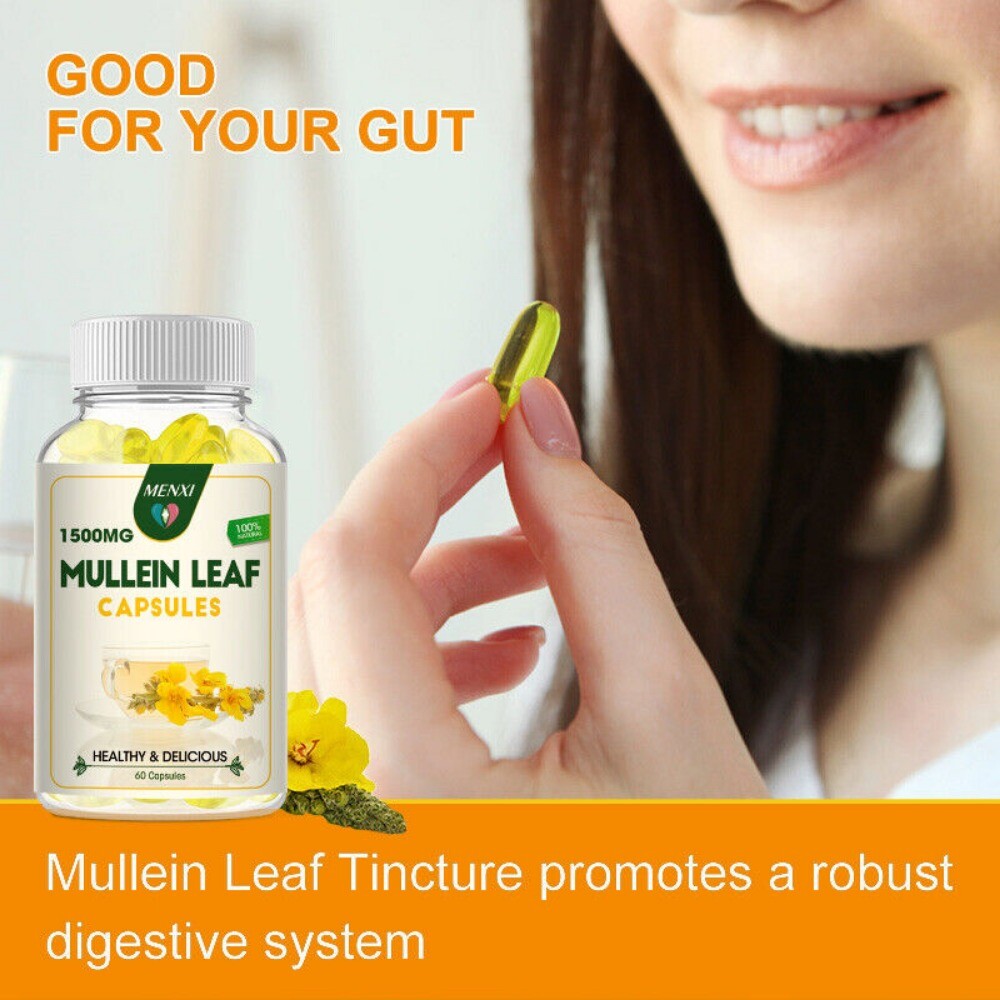 Mullein Leaf 240 Capsules for Lung Cleansing & Detox Herbal Dietary Supplement