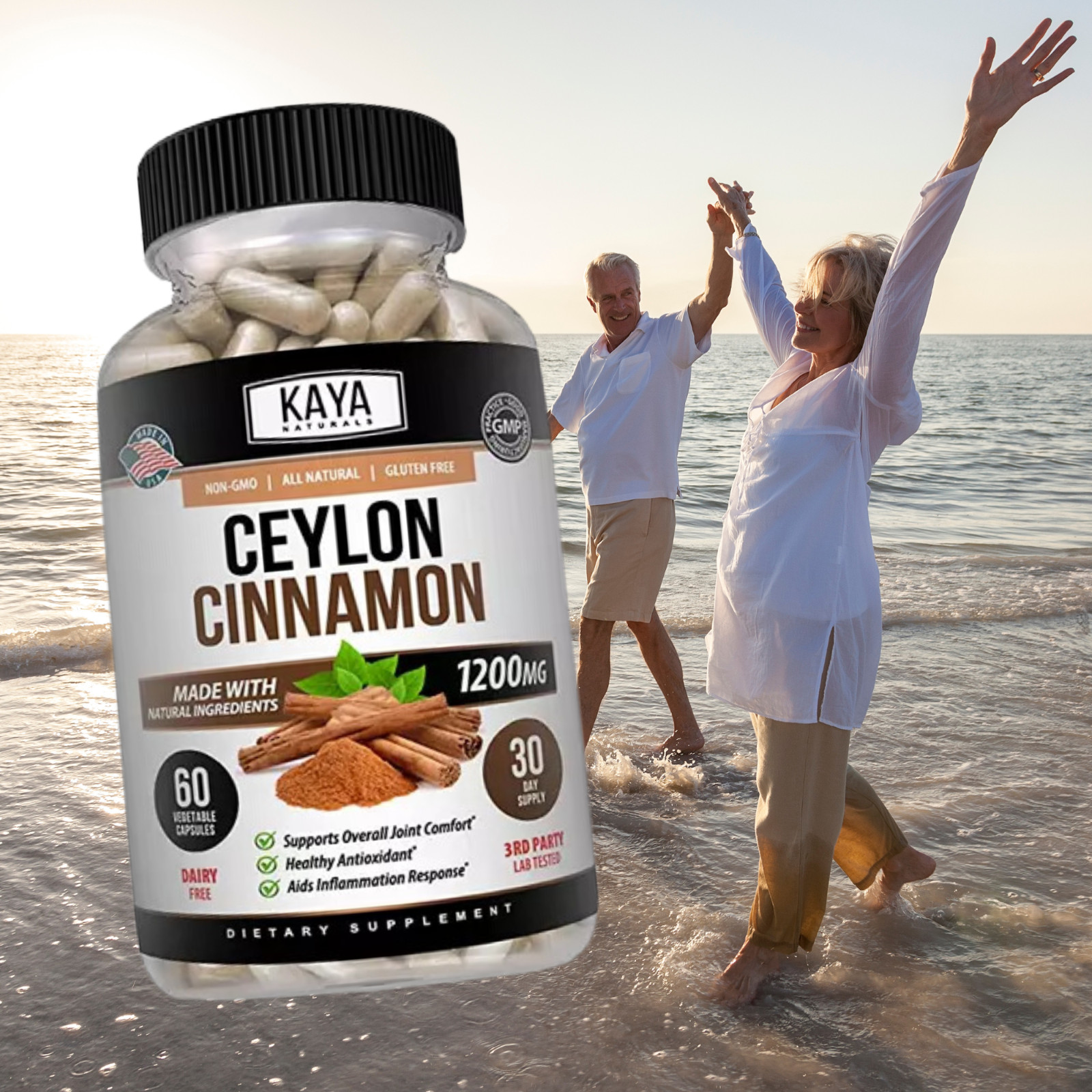 True Organic Ceylon Cinnamon Capsules 1200mg Highest Potency Blood Sugar Support