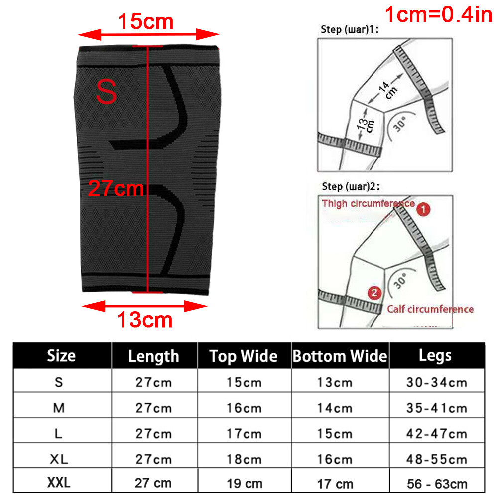 1/2 PCS Knee Brace Compression Sleeve Support Sport Joint Arthritis Pain Relief