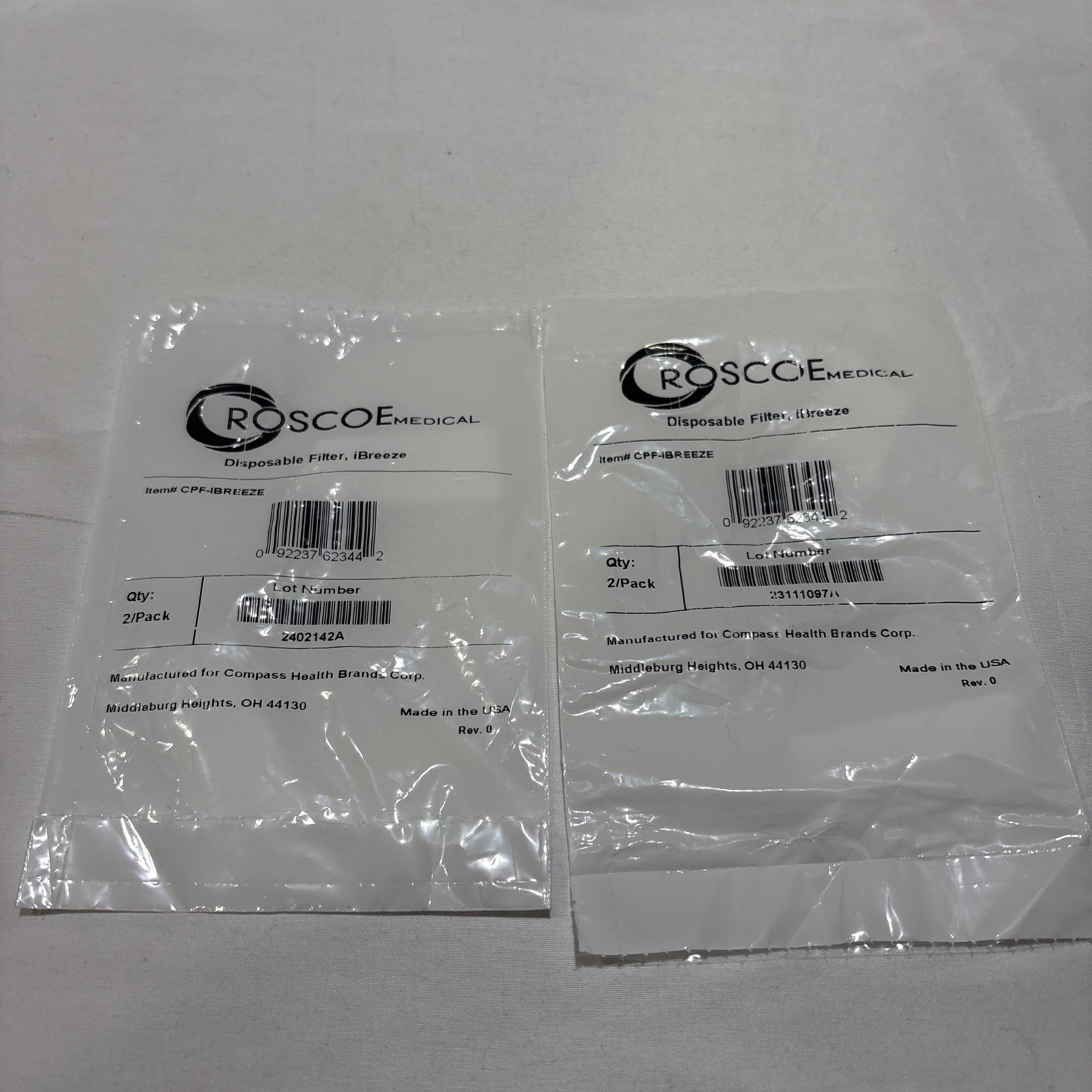 Roscoe Medical Ultra Fine Filter 2/pack CPF- breeze 2 Packs Total Of 4 Filters
