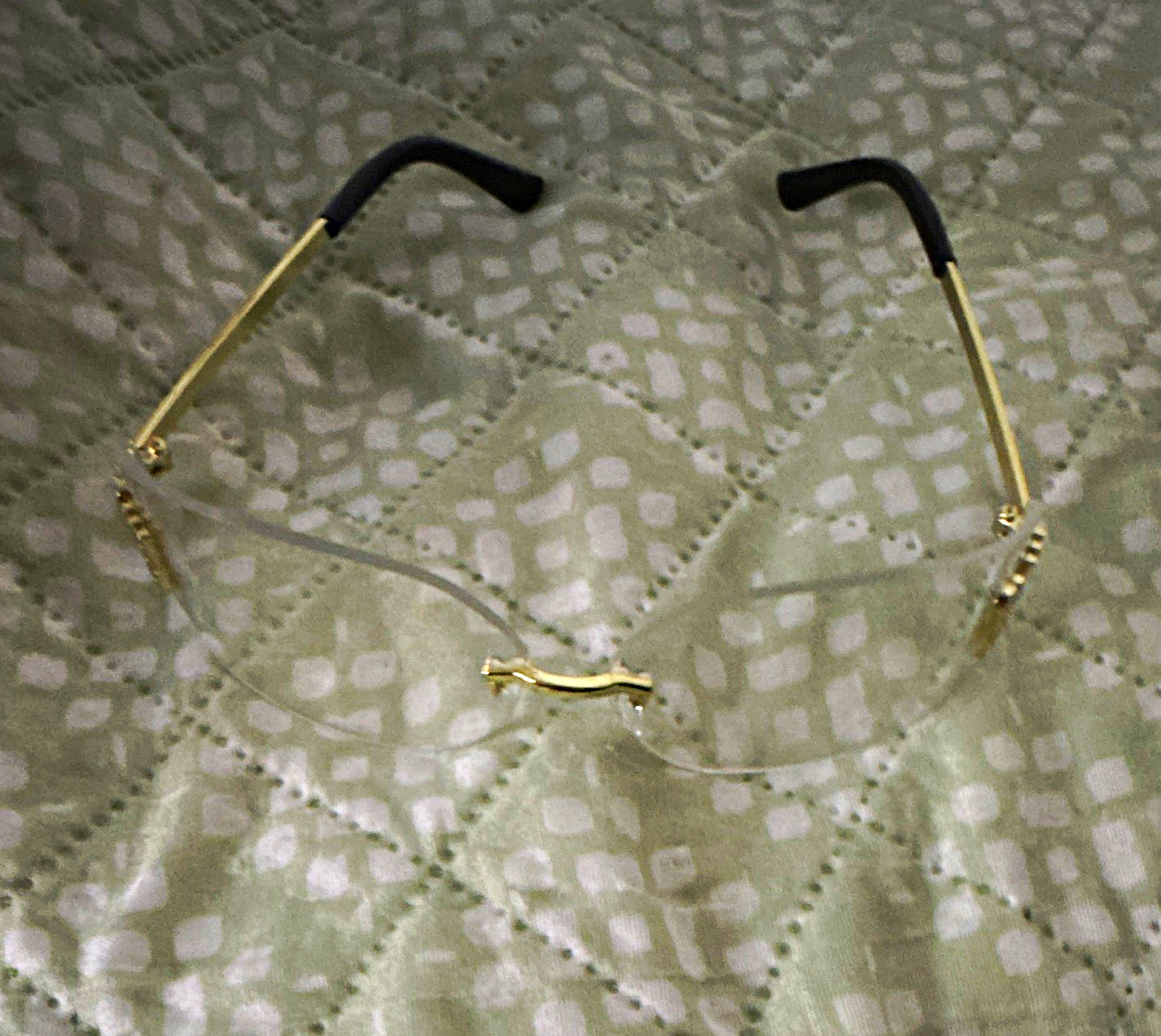 Rimless Gold Metal Eyeglasses Frames, Unisex Adults, Solid Pattern