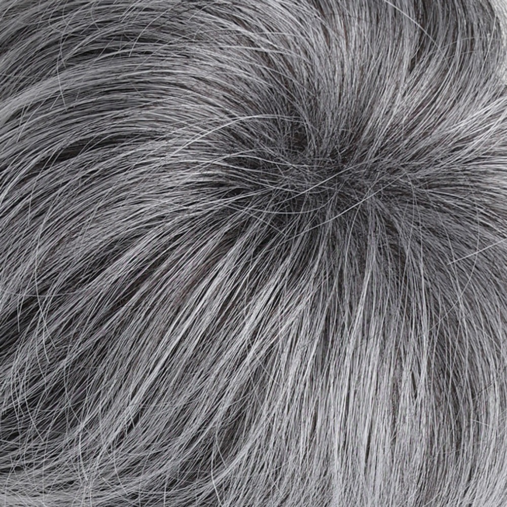 10″ Silver Gray Wig for Women Ombre Natural Cosplay Wavy Full Wig Heat Resistant
