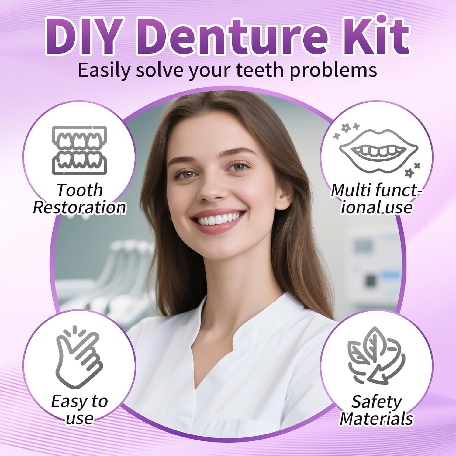 DIY Denture Kit – Complete Upper & Lower False Teeth for At-Home Smile Makeover