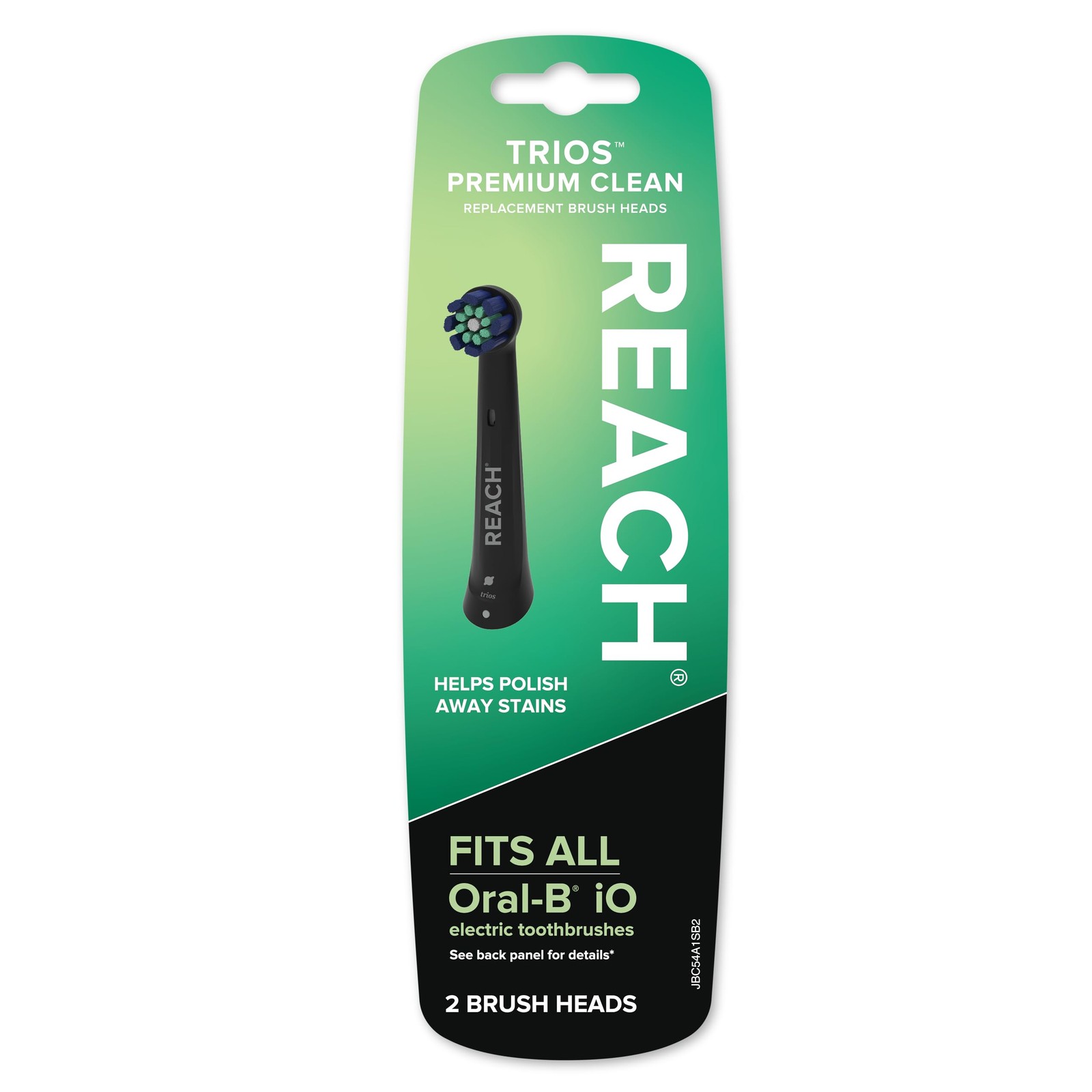Reach Premium Clean Replacement Toothbrush Heads, Black, 2 Ct, Medium, Black