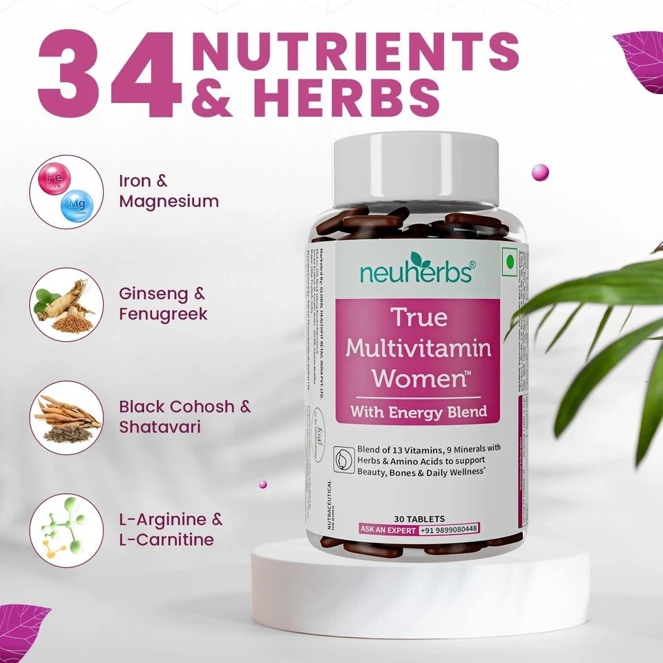 True Multivitamin Women Supplement With Minerals, Vitamin C B D , Iron & Zinc