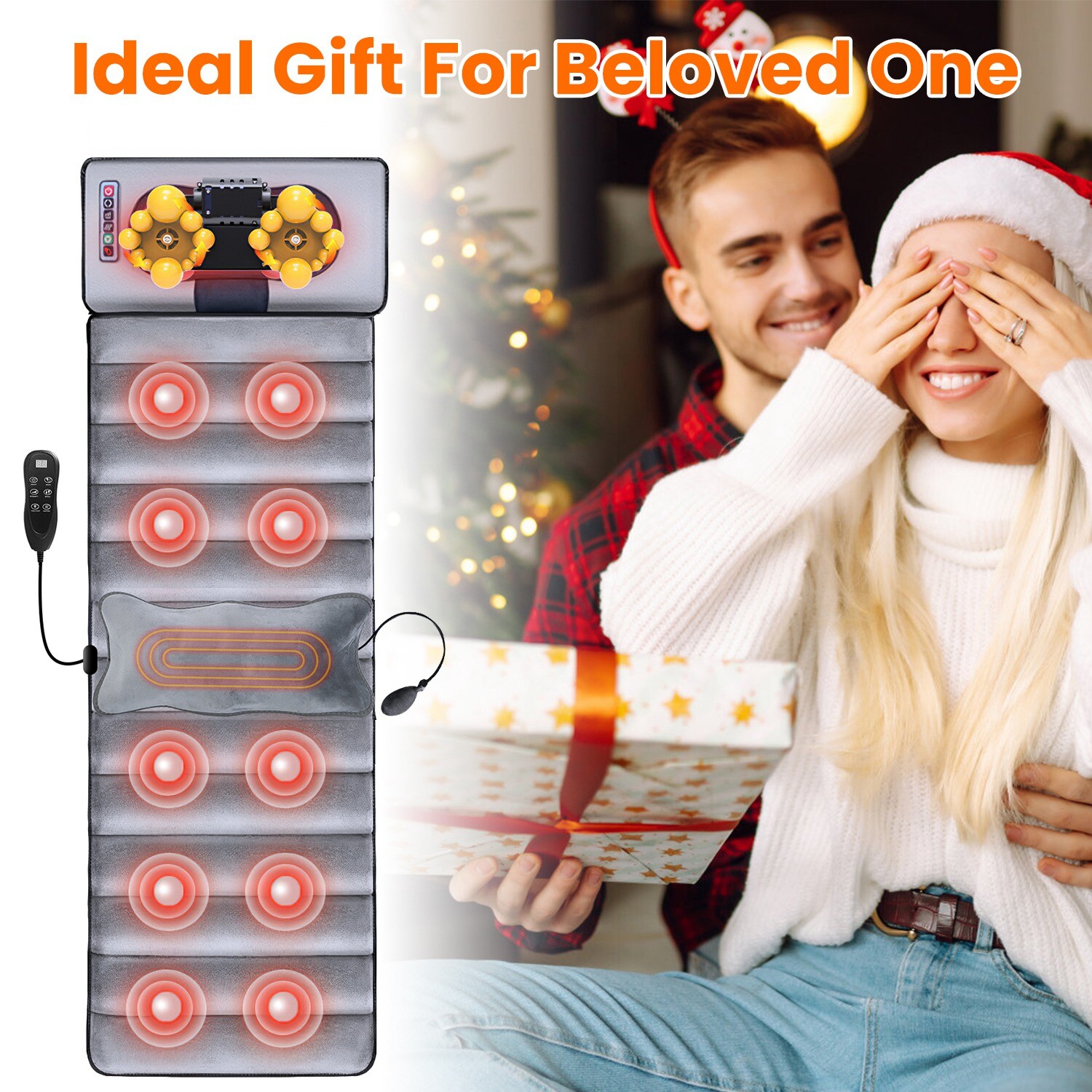 Full Body Electric Massage Mat w/Heat Vibration Massage Pad Cushion Back Massage