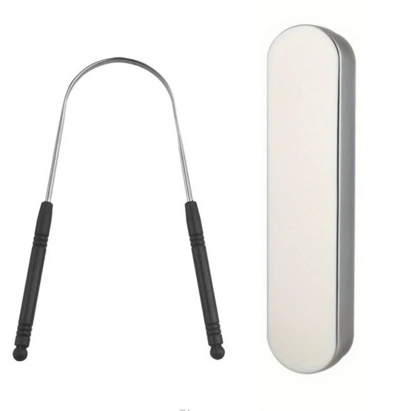 1PCS Stainless Steel Tongue Scraper Oral Tongue Cleaner Brush Tongue Toothbrush