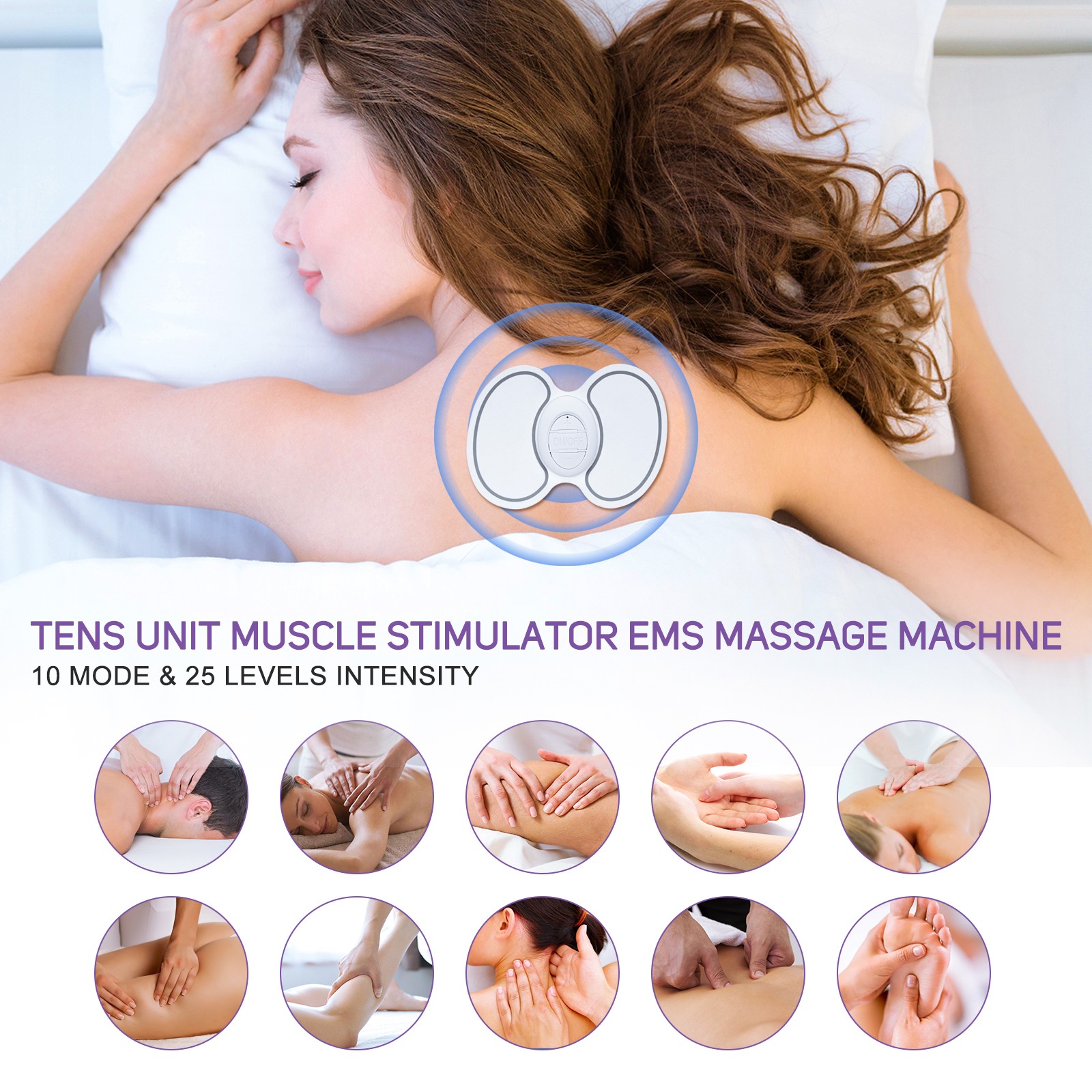 Wireless TENS Unit EMS Muscle Stimulator with Large TENS Pads Back Pain Relief