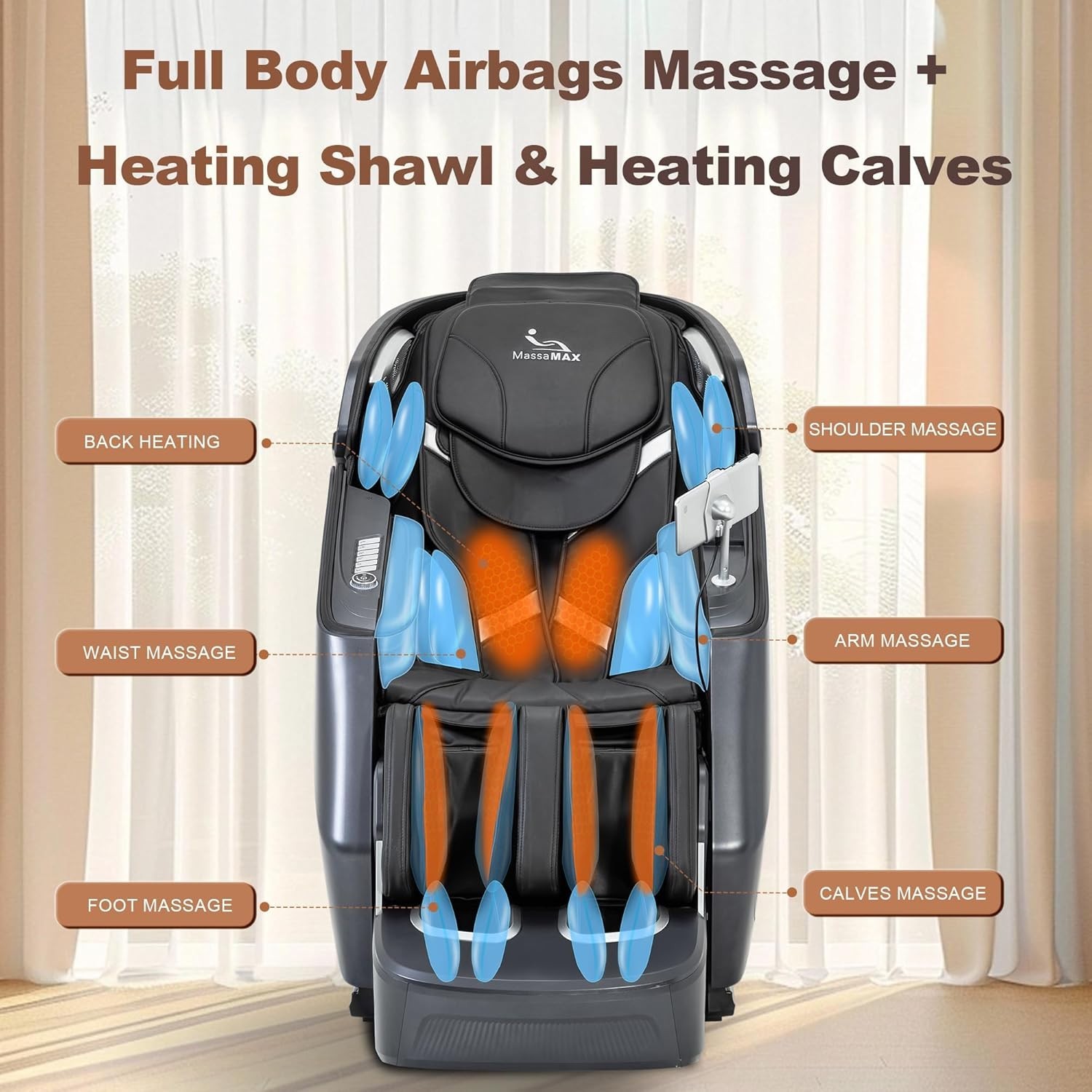 MassMAX Massage Chair for Stretch & Flexibility – 4D Full Body Recliner