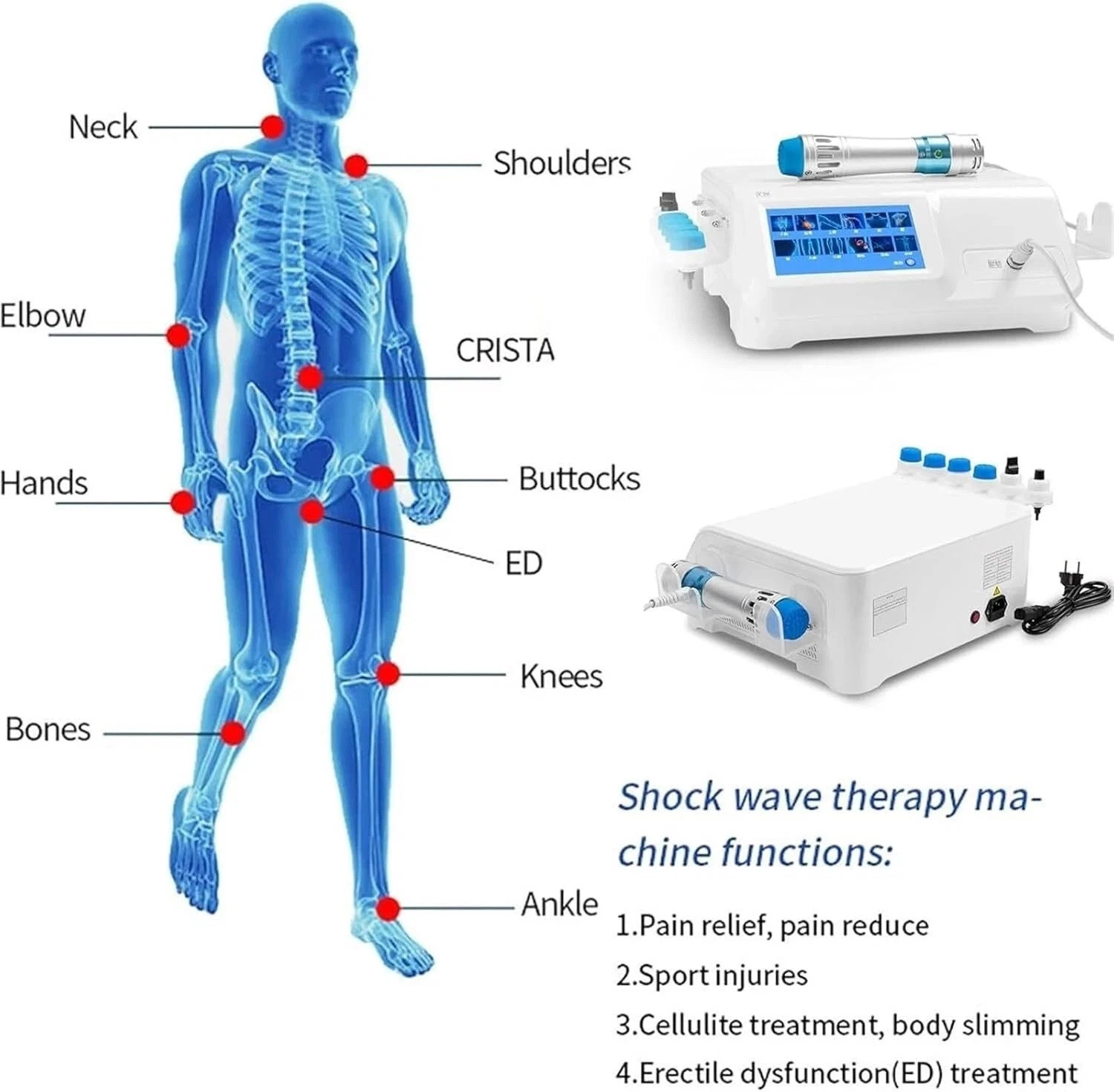 2026 Shockwave Therapy Machine Body Massage For Muscle Pain Removal ED Treatment