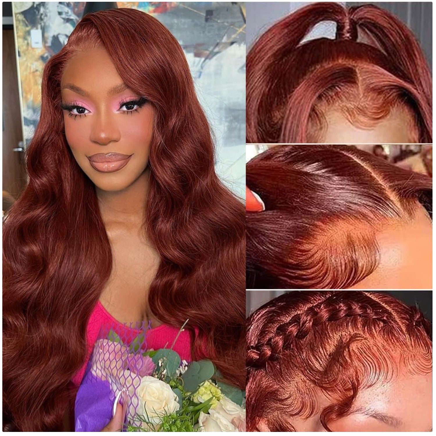 200 Density Reddish Brown Lace Front Wig