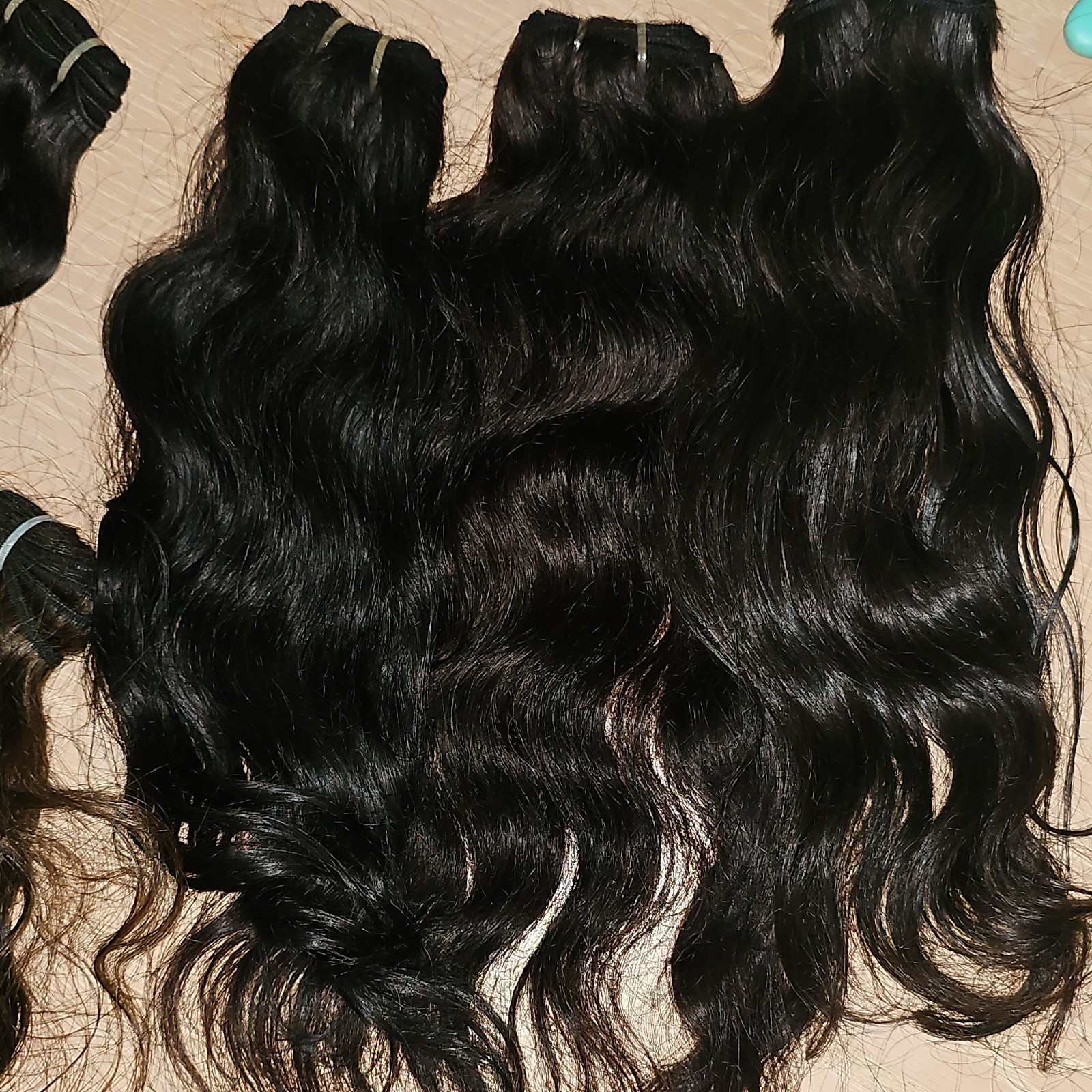 Black Human Hair Weft Extensions Body Wave Wavy Texture 14,16,16 in 3 Bundles