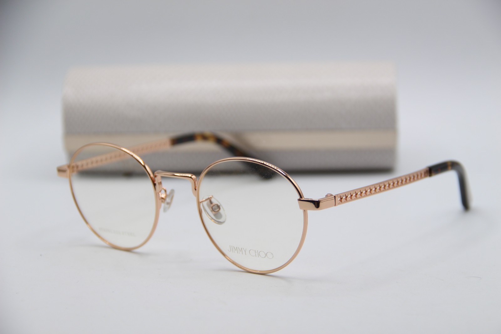 NEW JIMMY CHOO JC210/F J5G GOLD AUTHENTIC DESIGNER EYEGLASSES W/CASE 49-21