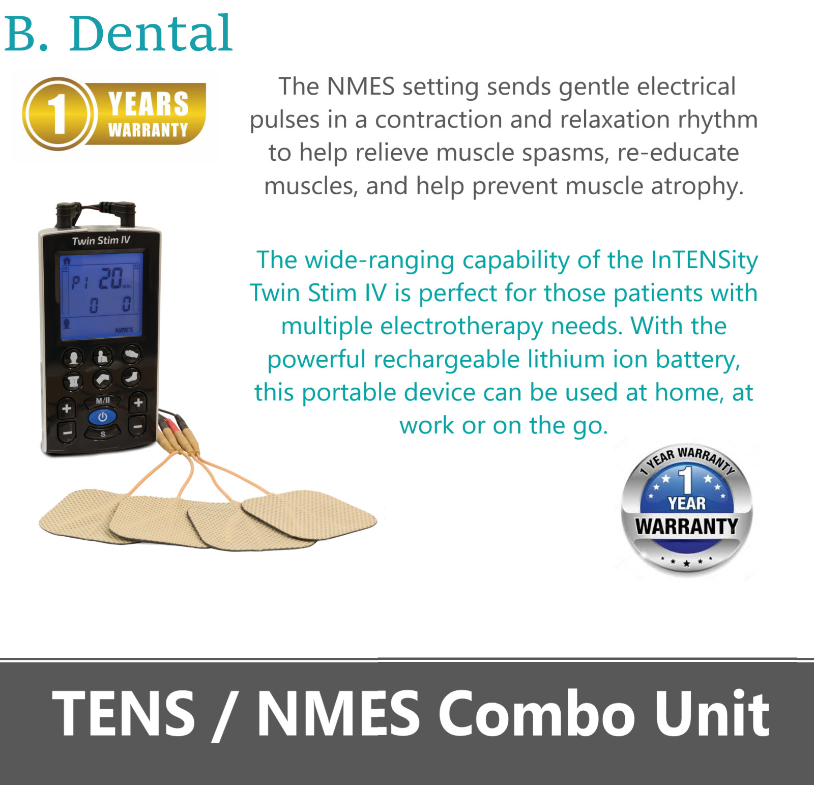 Muscle DIGITAL DEVICE InTENSity Twin Stim IV, 1 Year Wrnty, NEMS Complete, NEW