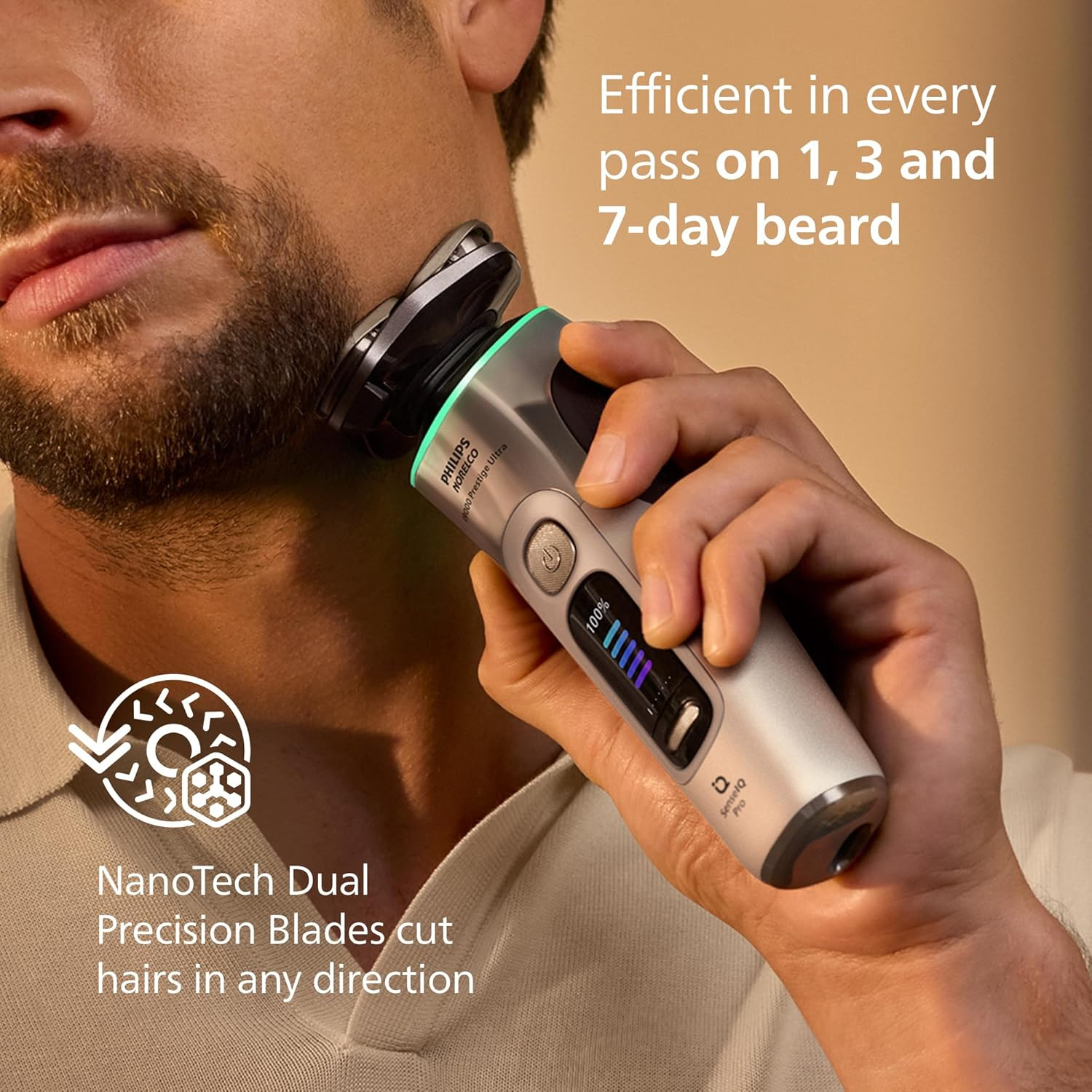 Philips Shaver I9000 Prestige Ultra, Wet & Dry Electric Shaver, White Gold, Sen