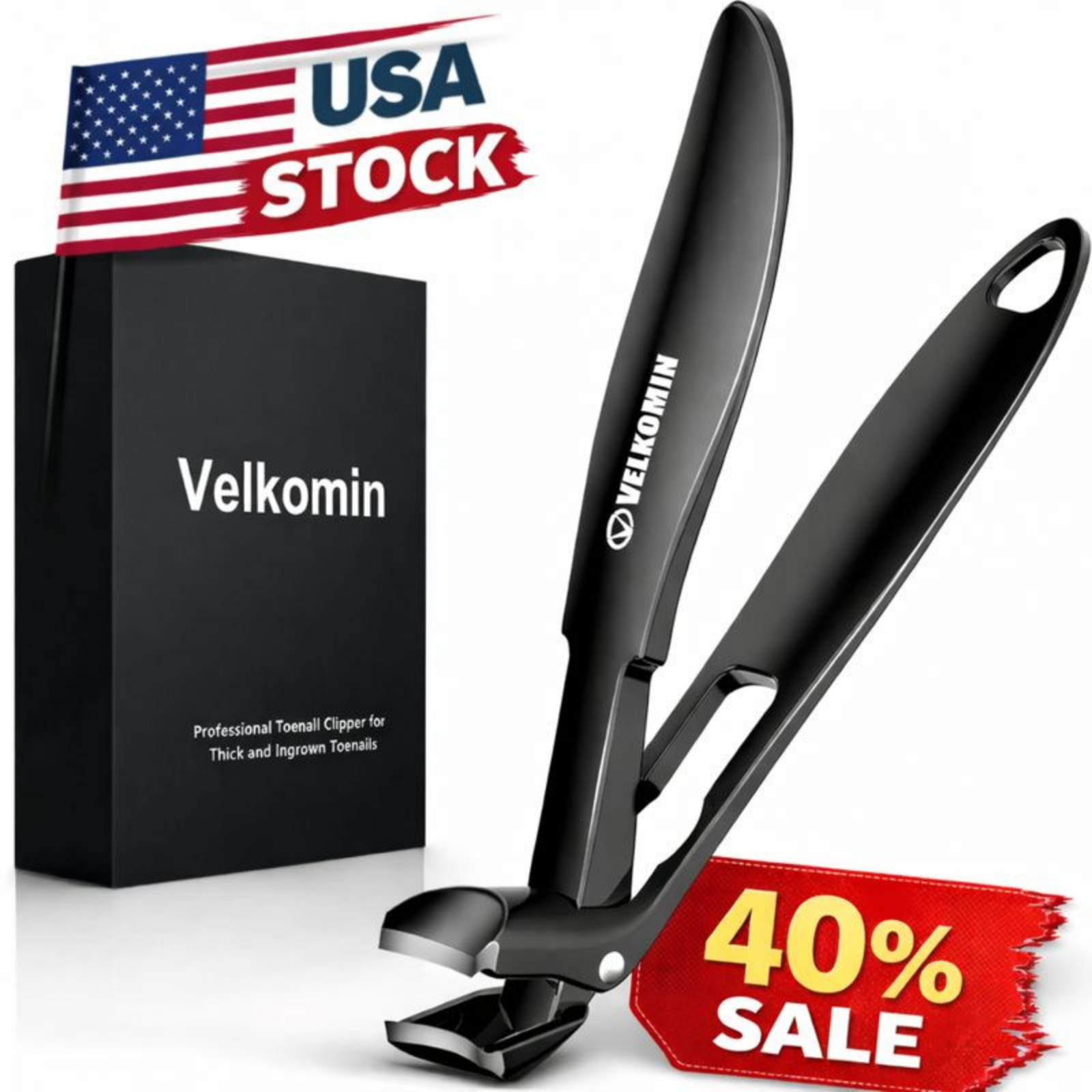 Long Handle Toe Nail Clippers for Seniors Angled Head Wide Jaw Ultra-Sharp *USA*