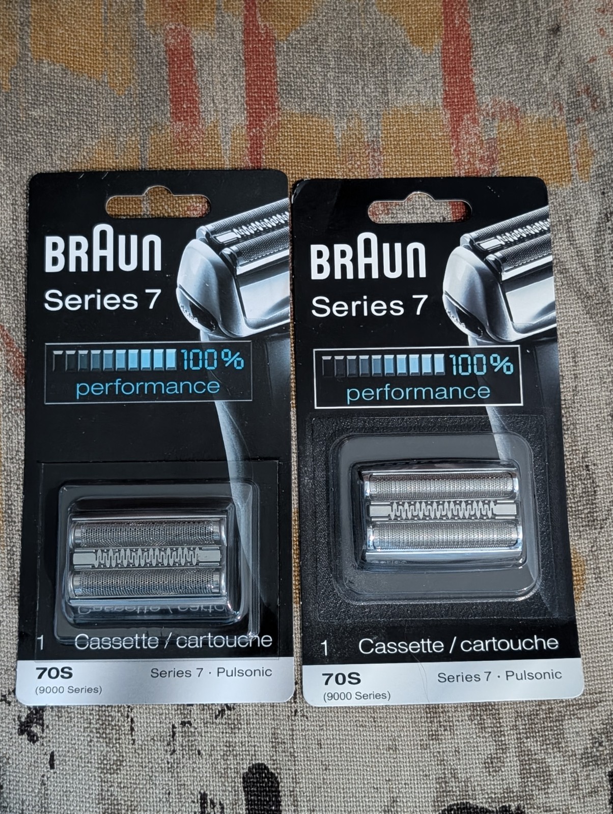 2 PACK Braun Series 7 70S Replacement Head Cassette Silver Pulsonic 9000 Series
