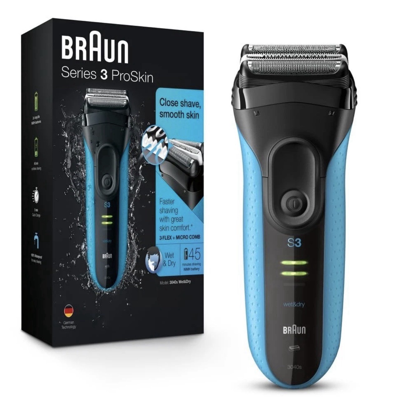 Braun Series 3 ProSkin Electric Shaver Wet & Dry Rechargeable Razor Open Box