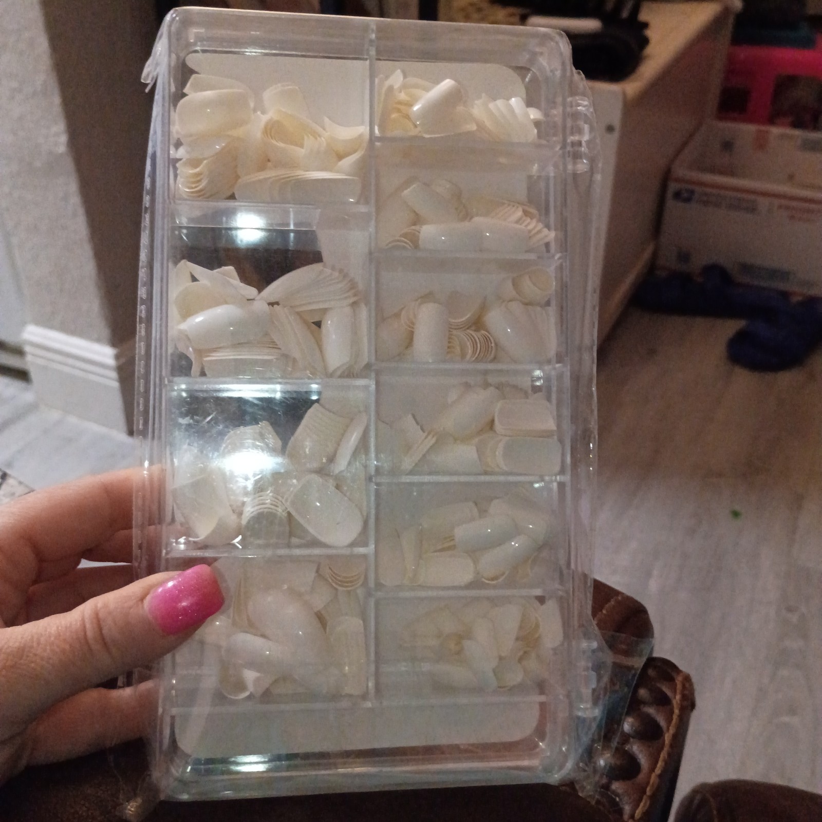 French Full Cover Nail Tips 500pcs White Square Long ABS Plastic w/ Box OYSY-190