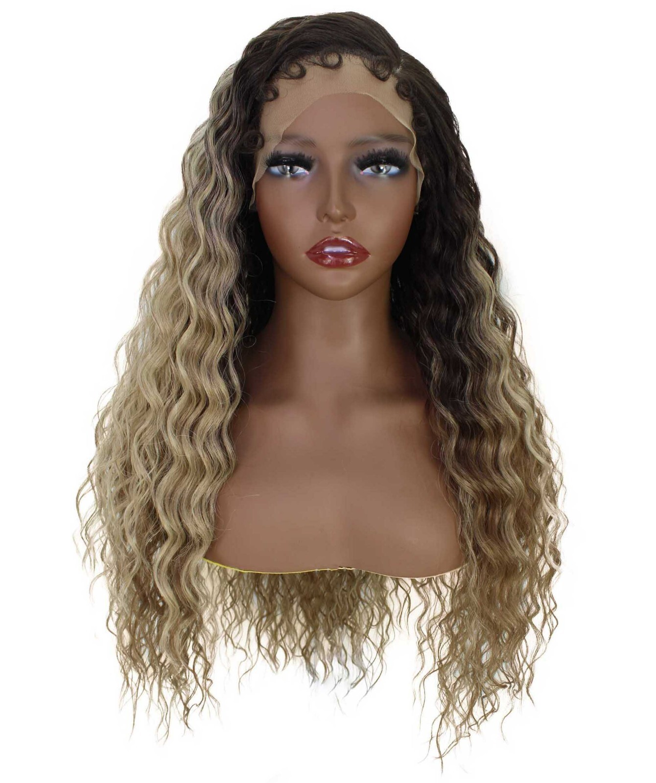 LUXLUXE Faith Wavy 29 inch C Part HD Lace Front Wig Heat Resistant Fiber,BL-0165
