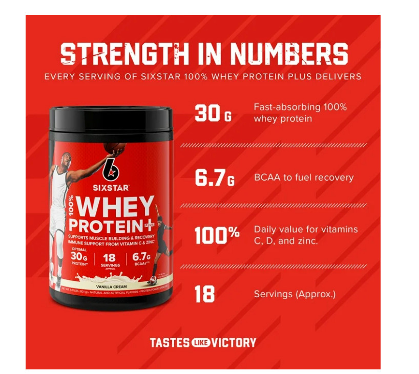 Six Star Whey Protein Powder Vanilla Cream 1.81lb 30g Protein