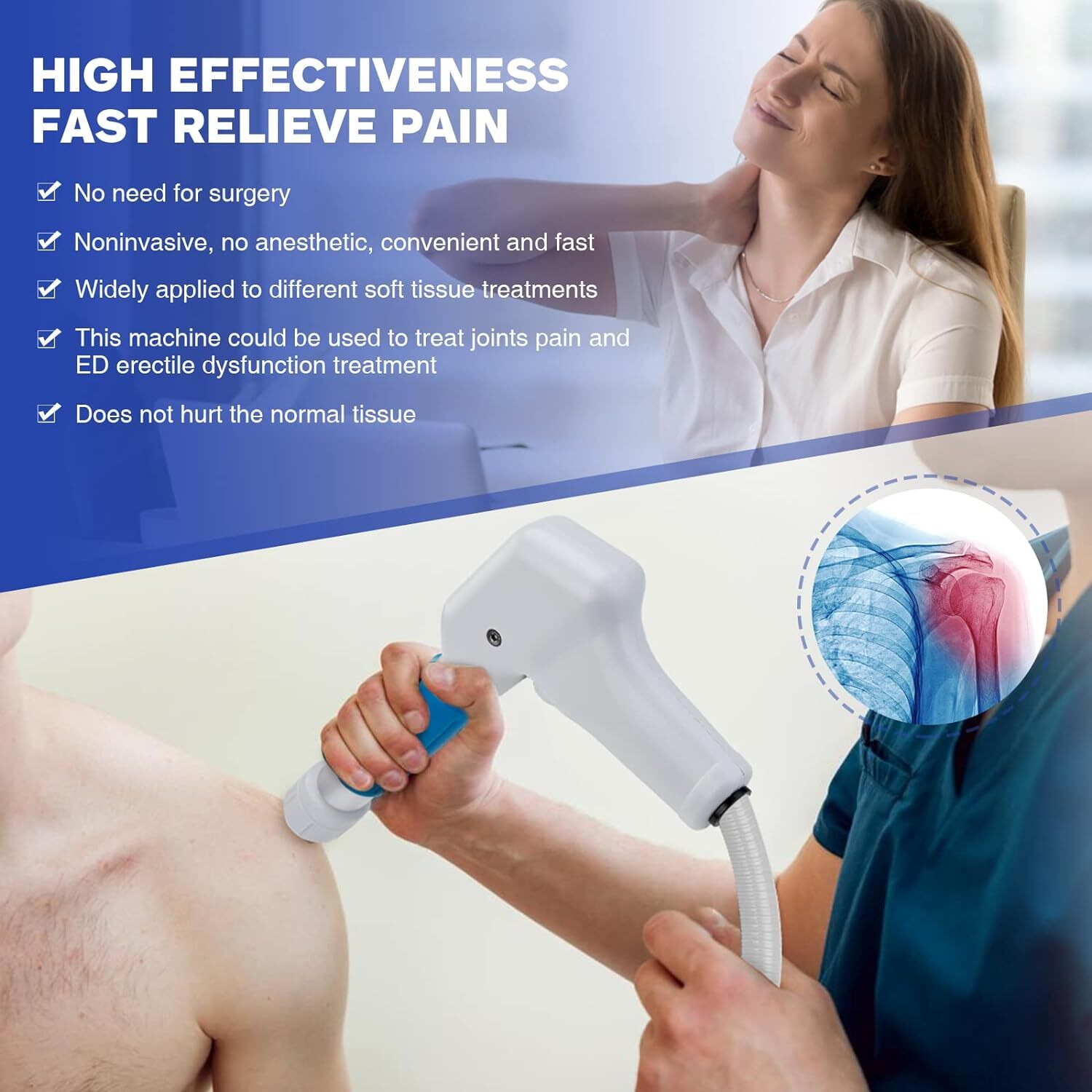 Kalecope Pneumatic ED Shockwave Therapy Machine Pain Removal ED Treatment 10 Bar