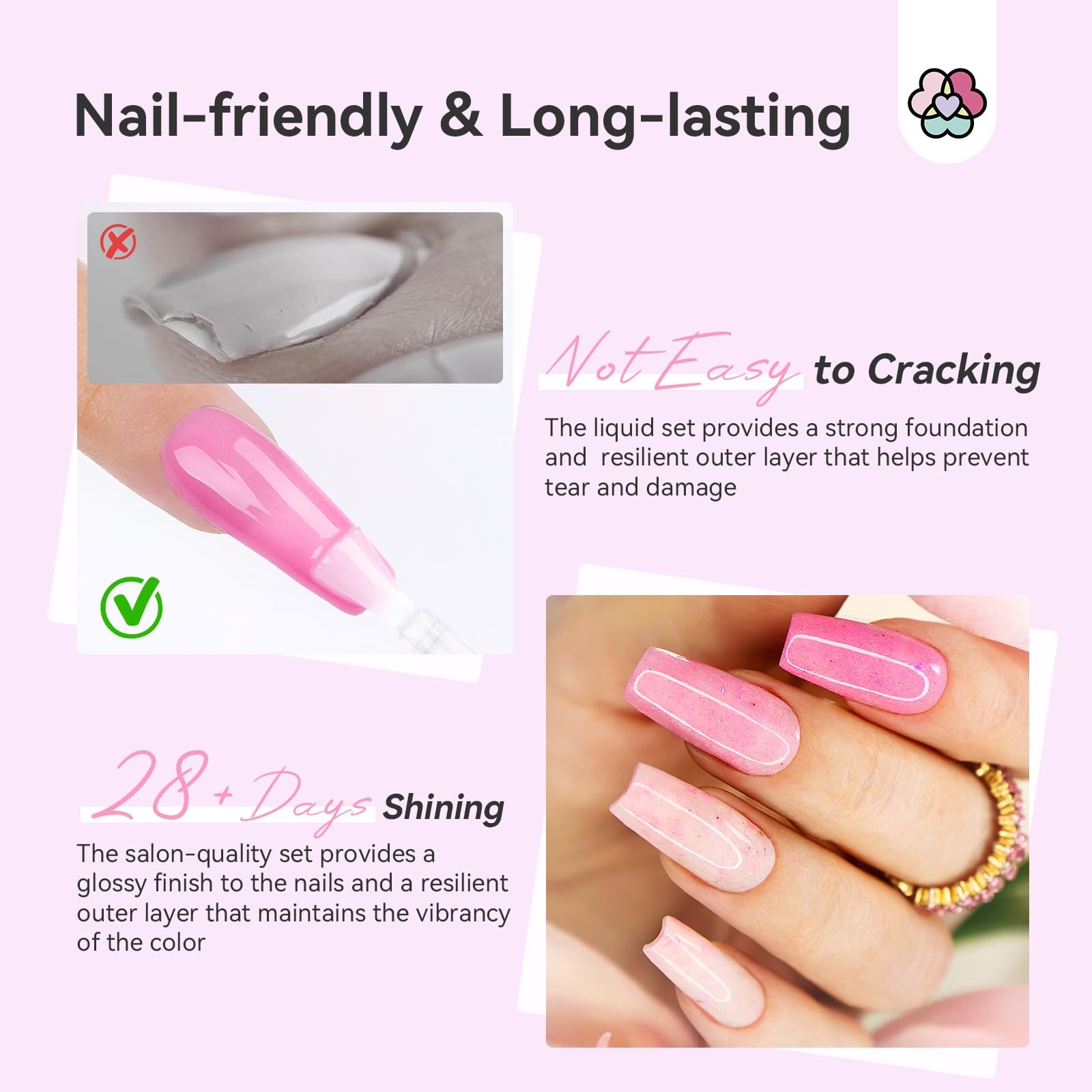 SAVILAND Dip Powder Liquid Set: 4 Pcs Nail Set 4pcs 15ml, Clear