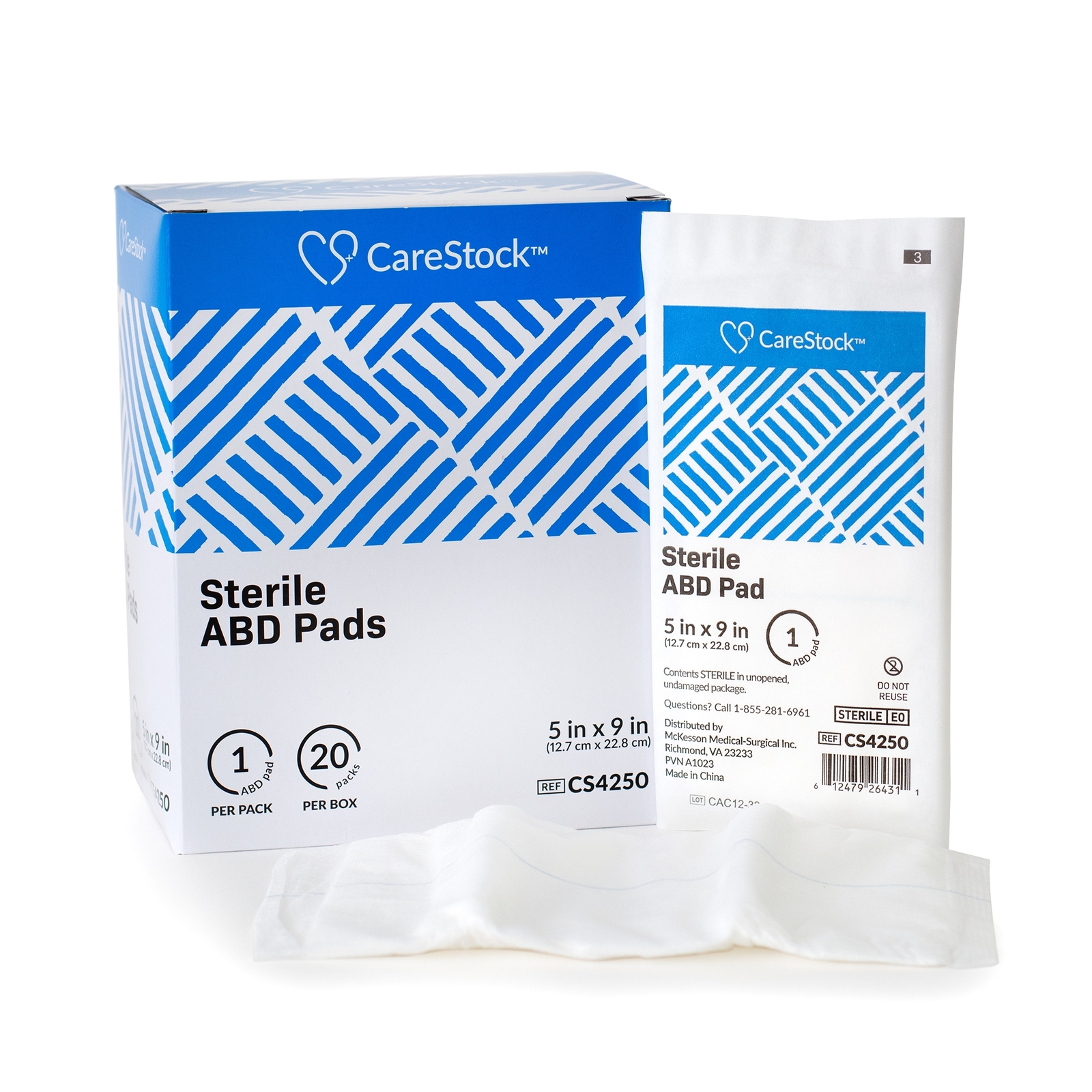 CareStock White Abdominal Pad Sterile 5 X 9 Inch CS4250 40 ct