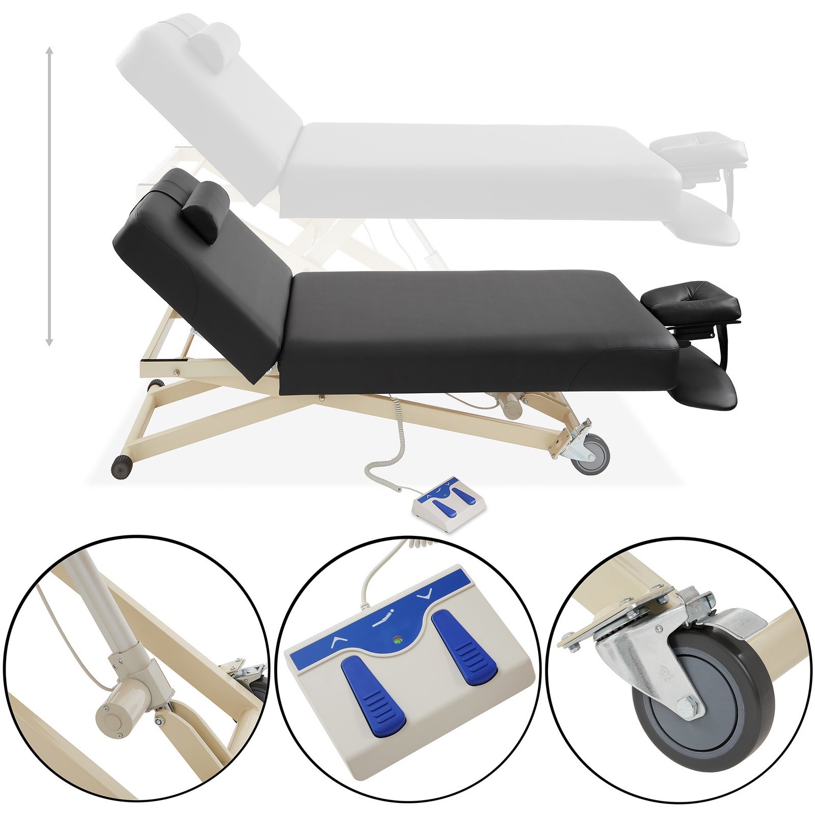 Electric Lift Massage Table Adjustable Back with Accessories