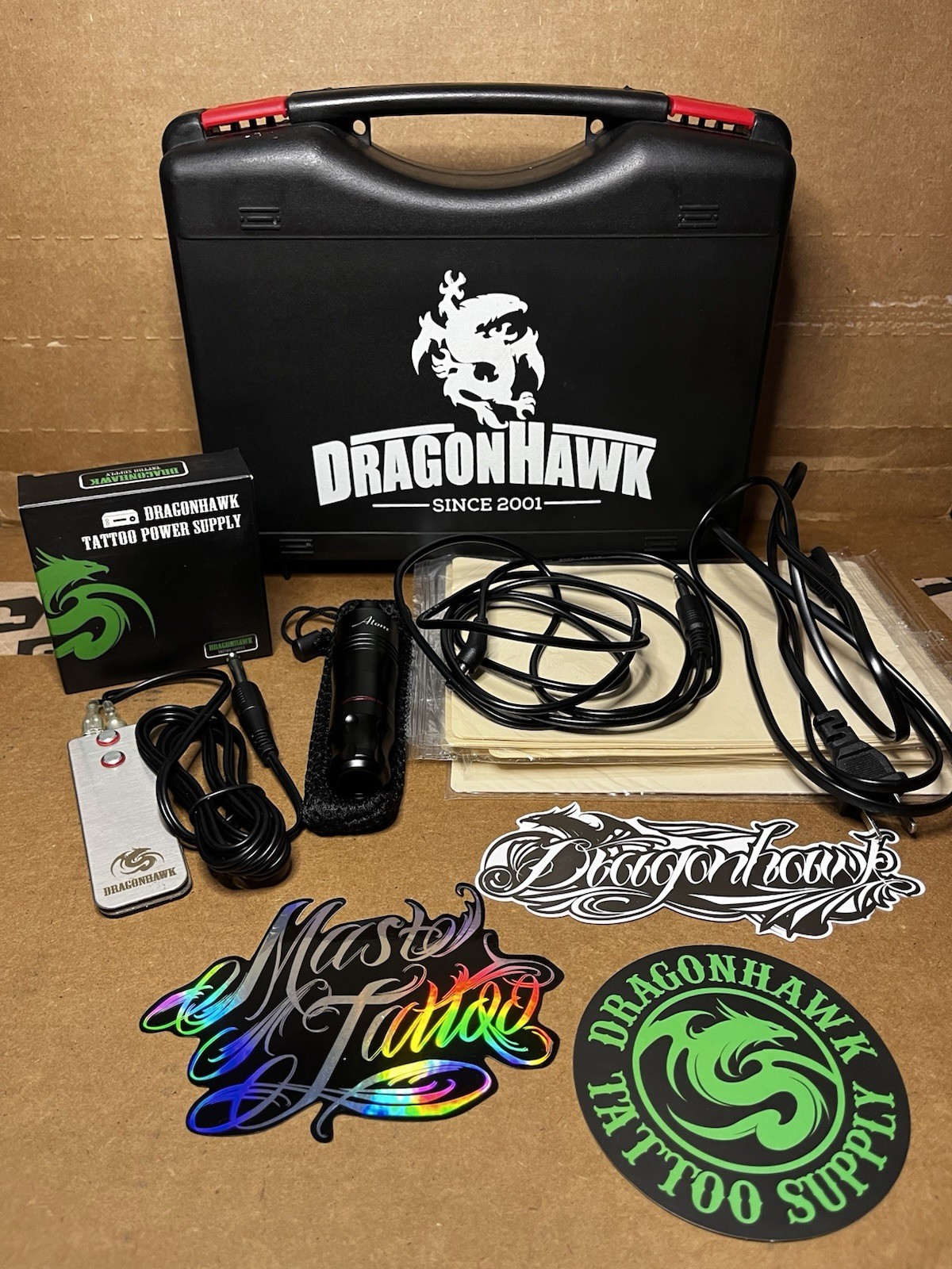 Dragonhawk Tattoos Atom Rotary Pen Tattoo Machine Complete Kit w/ Power Supply