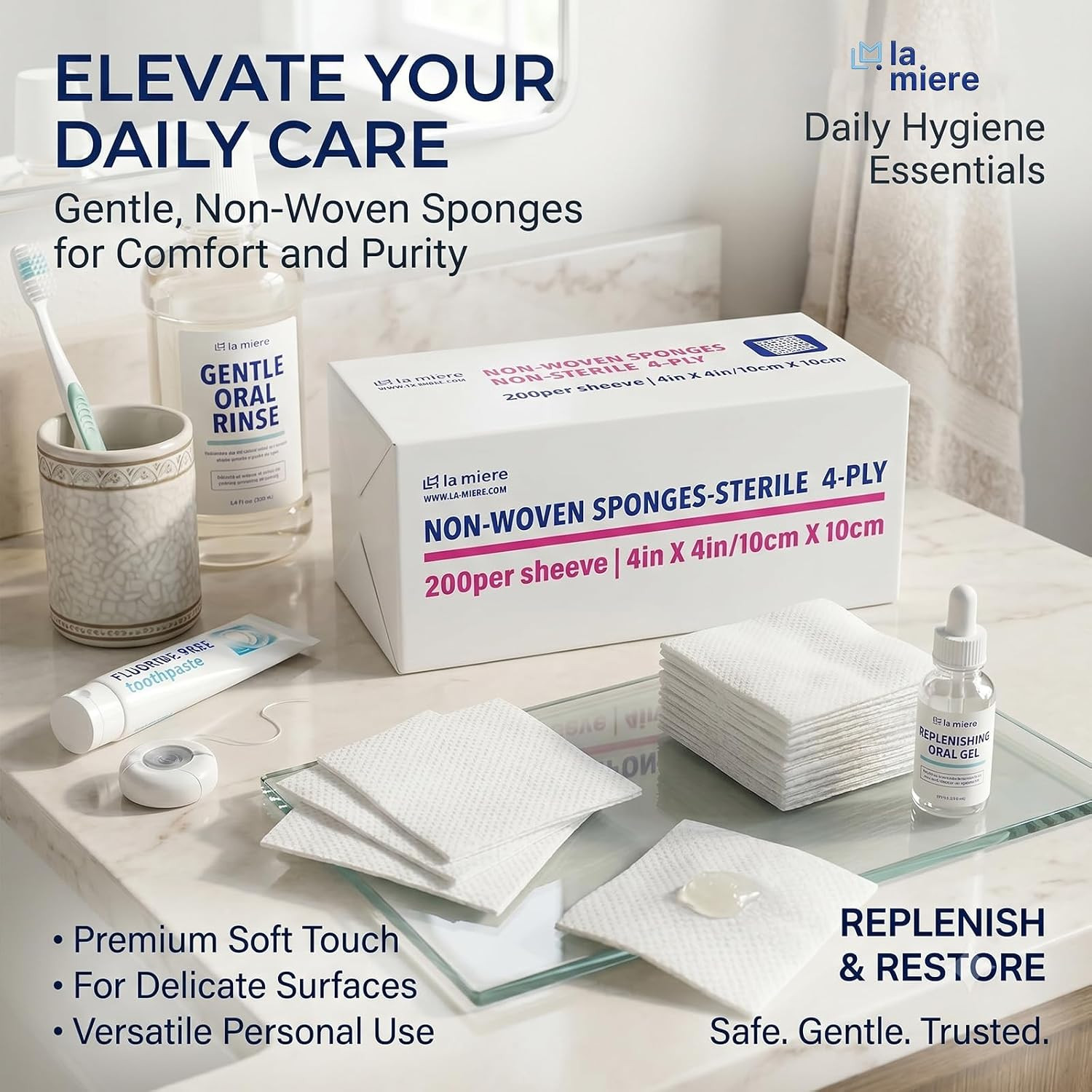 4″X4″ 200 Pack Non-Woven Sponges 4-Ply Medical Sponges Non-Sterile