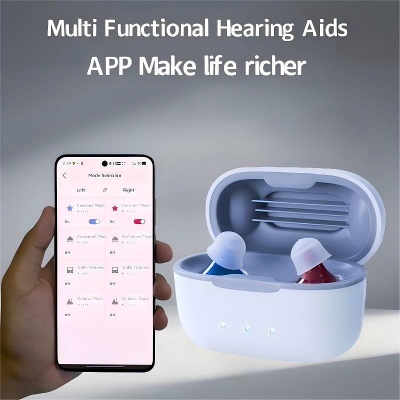 Bluetooth APP Control Hearing Aids Rechargeable For Seniors With Noise Reduction