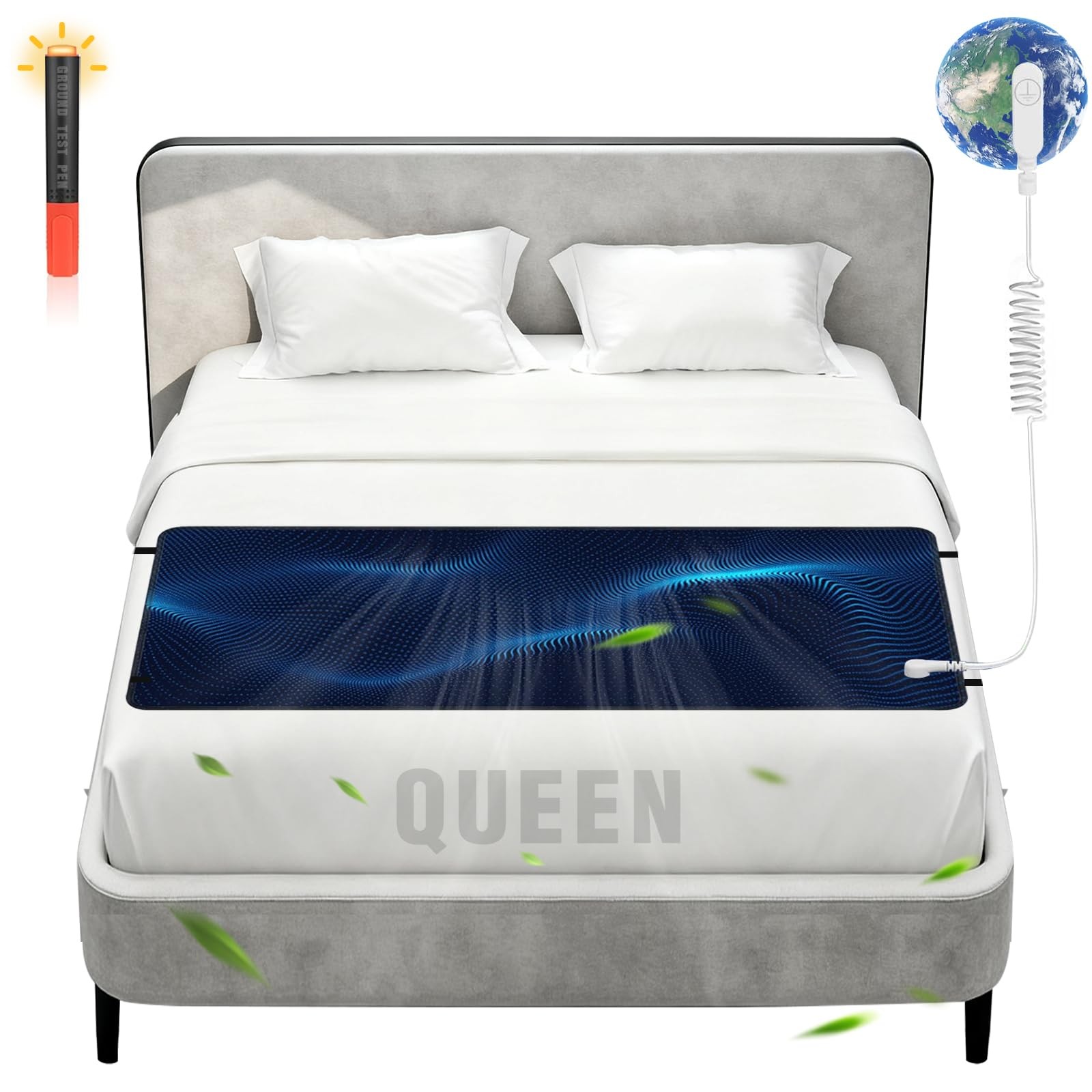 Grounding Mat for Bed, King/Queen Size Grounding Mattress Pad for Sleep, PU L…