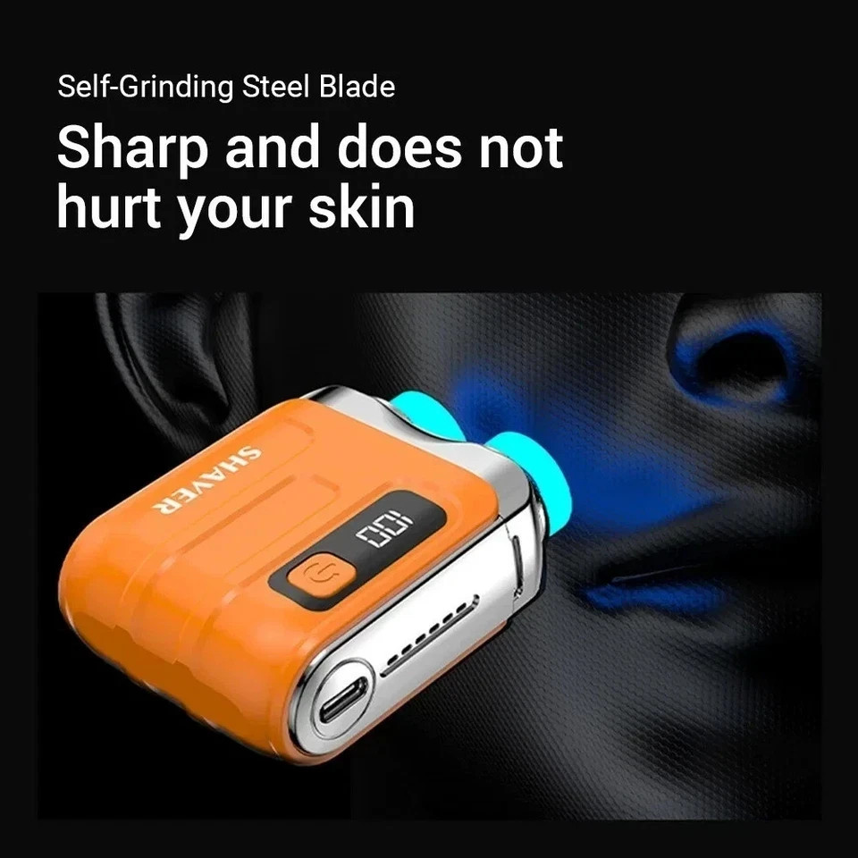Wet Dry Use Dual Blades Waterproof Electric Smart Shaver USB Rechargeable Mini.