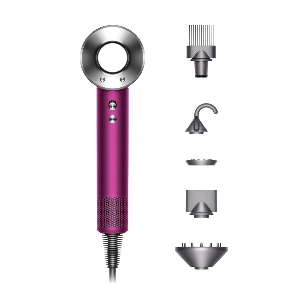 Dyson Supersonic Hair Dryer Gray/Pink w/ Diffuser, Attachments, Adj Heat