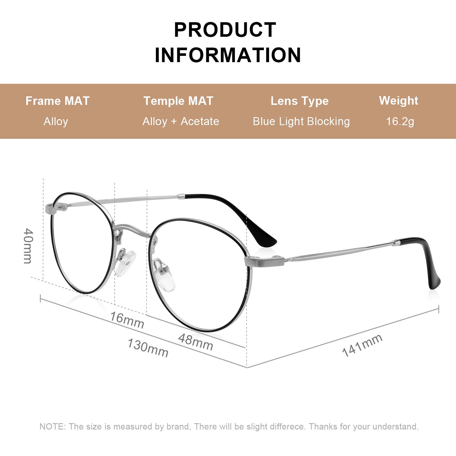 RB.Pilot Reading Glasses Silver/Black 48mm 3.0x