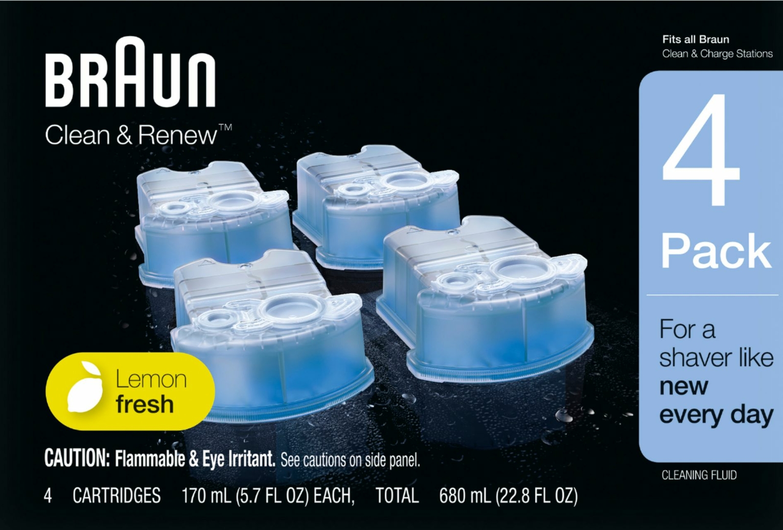 Braun – Clean&Renew Cartridge Refills (4-Pack) – Blue