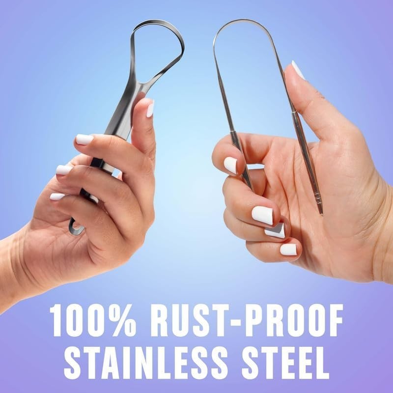 Stainless Steel Tongue Scraper Set Adult Oral Cleaning Variety Pack