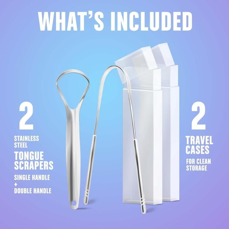 Stainless Steel Tongue Scraper Set Adult Oral Cleaning Variety Pack